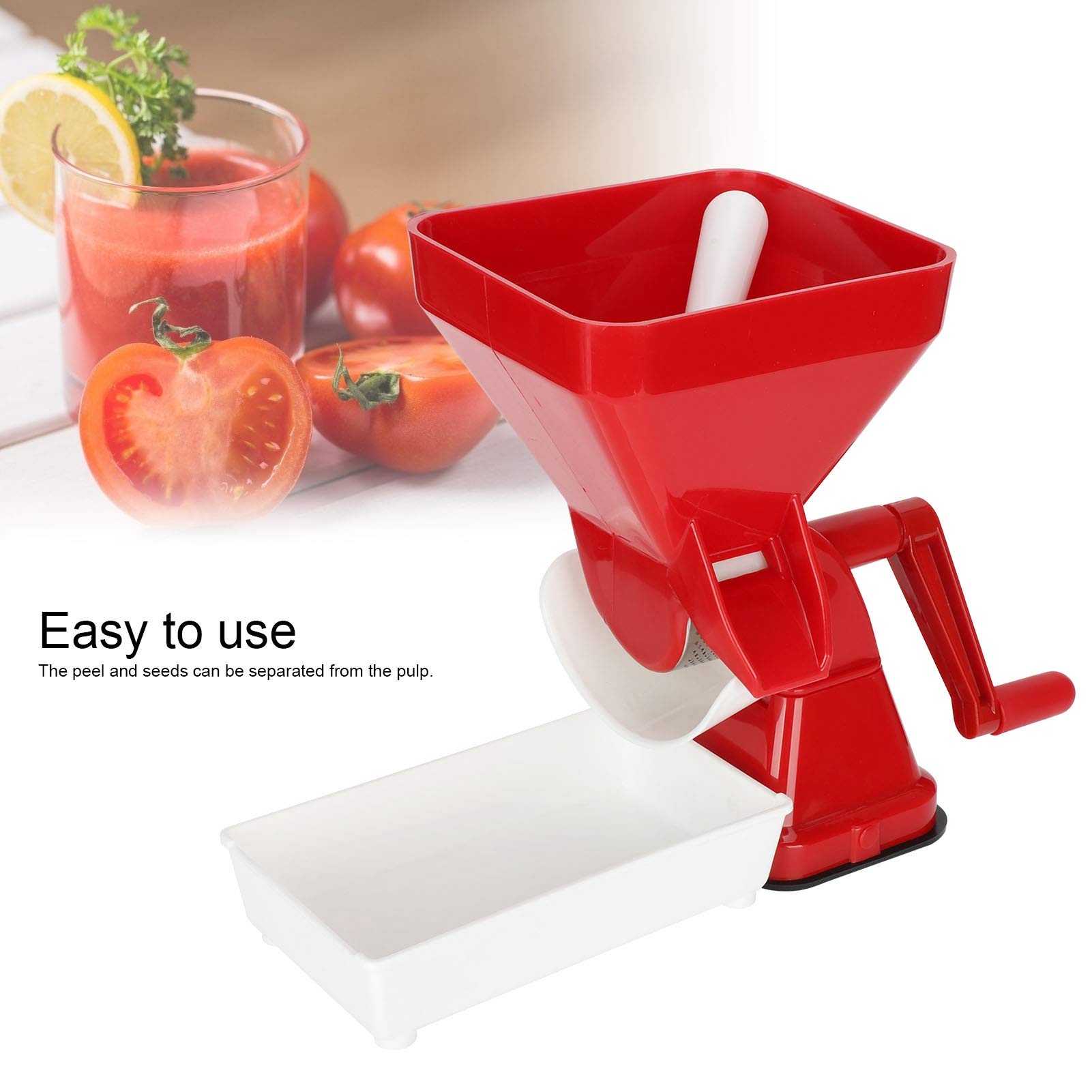 Stainless Steel Manual Tomato Press & Food Strainer - Hand Crank Tomato Sauce Maker for Pasta, Pizza & Canning (PP & Metal Construction) - Perfect for Homemade Sauces, Jams & Purees