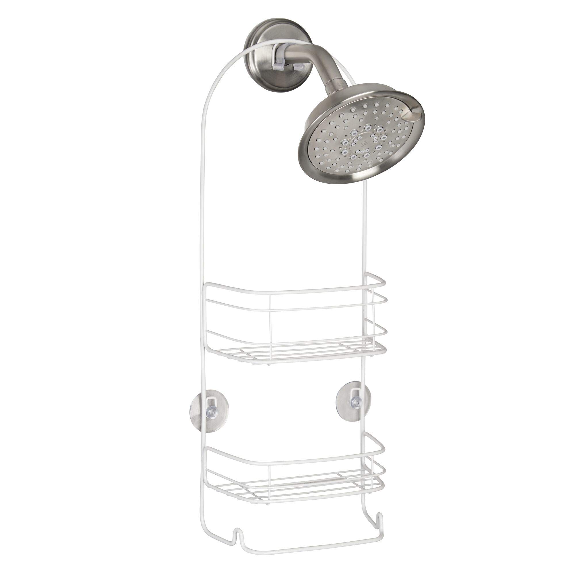 InterDesign 58652 Rondo White Shower Caddy - Hanging Bath Organizer for Shampoo, Conditioner, Soap & Bath Essentials - Perfect for Small Bathrooms & Dorm Showers