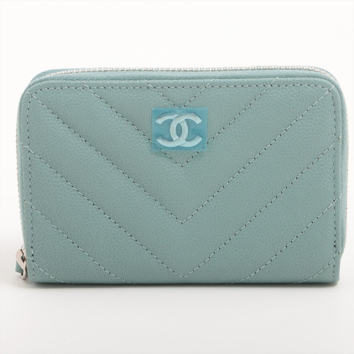 Chanel Chevron Caviar Leather Wallet on Chain WOC Bag in Green & Grey - Perfect for Evening Events, Parties & Luxury Fashion Accessories