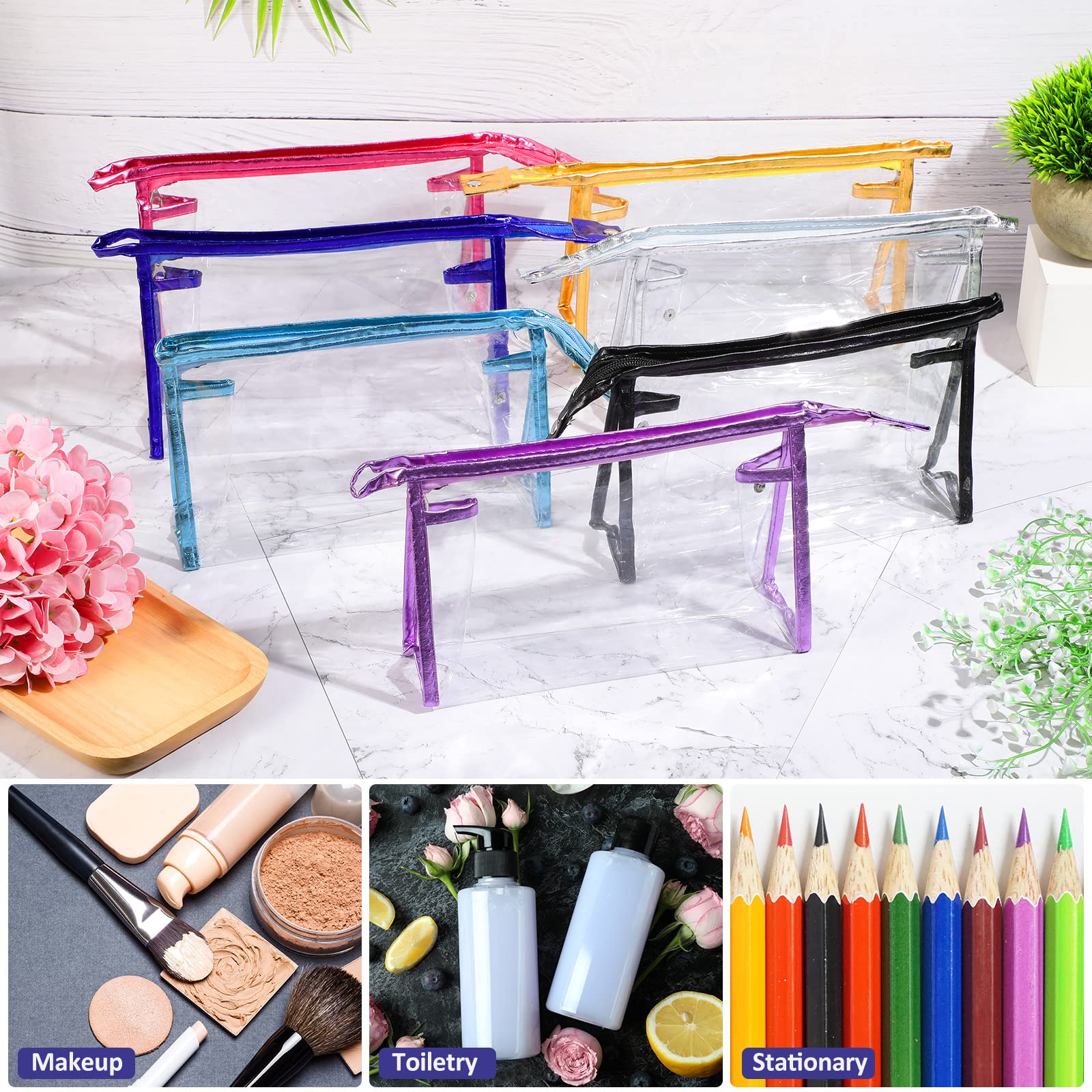 21 Pack Clear Makeup Bags for Women - Waterproof Travel Cosmetic Organizer Set with Zipper Pouch | Colorful Toiletry Bags for Girls | Perfect for Airplane Carry-on, Gym Essentials & Vacation Packing