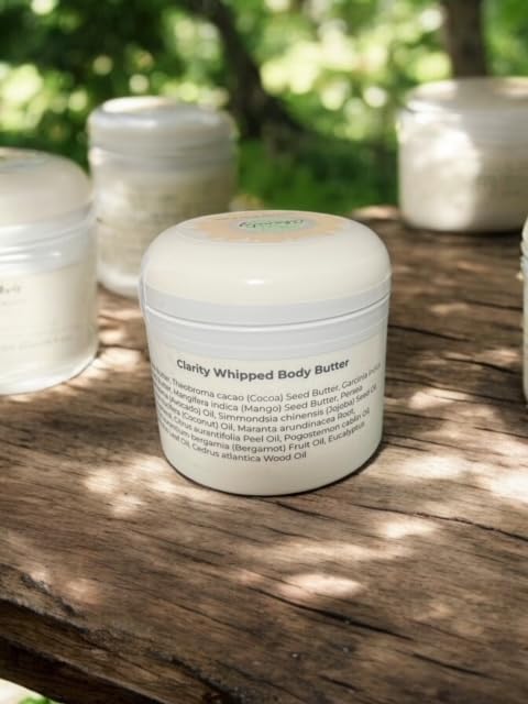 Clarity Whipped Body Butter - Deep Moisturizing Cream with Bergamot & Lime Fragrance for Dry Skin - Perfect for Daily Hydration & Spa Nights