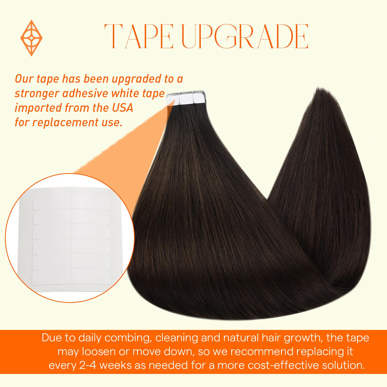 Full Shine 100% Real Human Hair Extensions - 40 Pcs Double Sided Tape-in 14 Inch Natural Straight Darkest Brown Seamless Weft Hair Extensions (100g) for Daily Styling, Volume Boost & Special Occasions