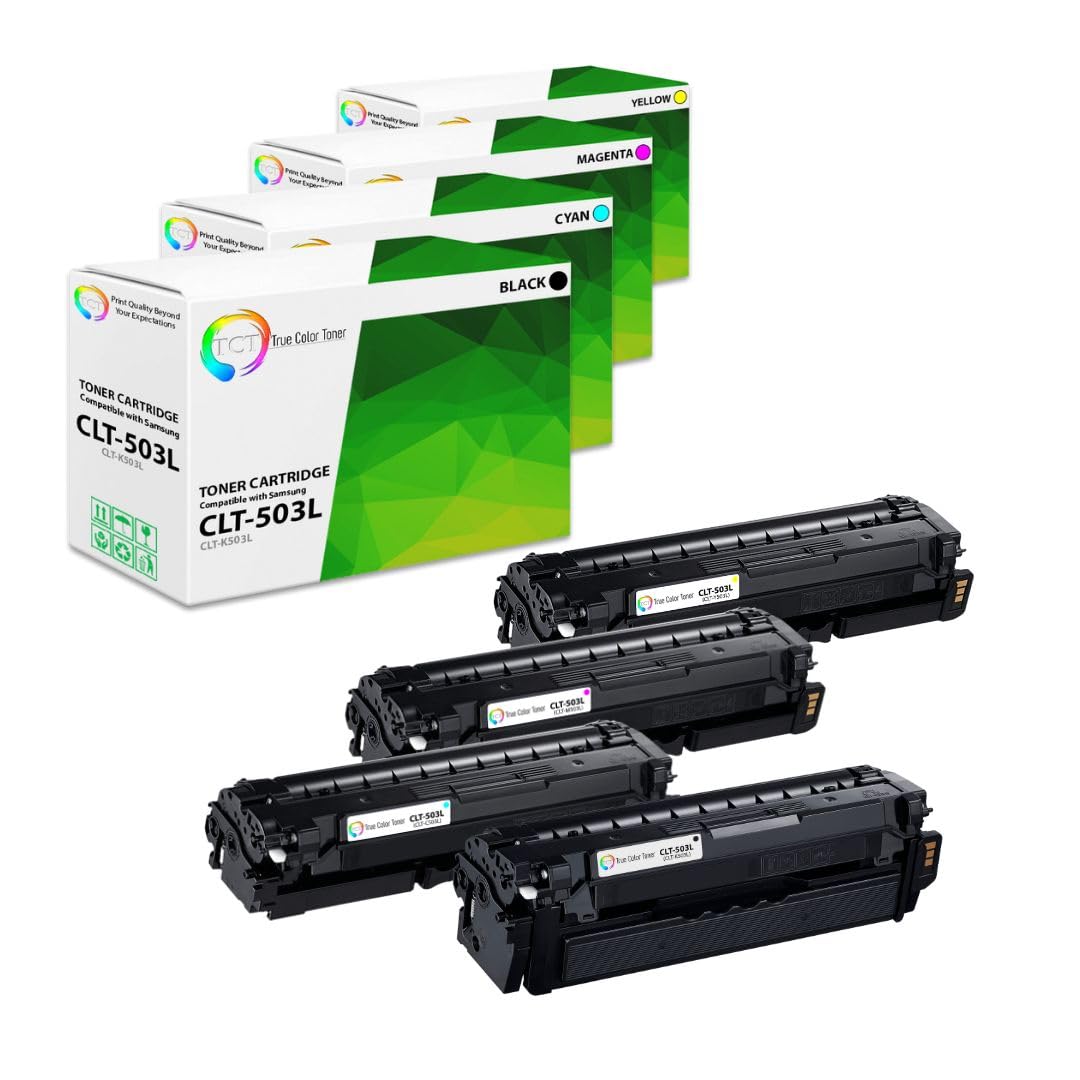 Premium 4-Pack TCT 503L Toner Cartridge - Compatible Replacement for Samsung CLT-503L | Works with Samsung ProXpress C3010ND & C3060ND Printers (Black, Cyan, Magenta, Yellow) | Ideal for Office & Home Printing Needs