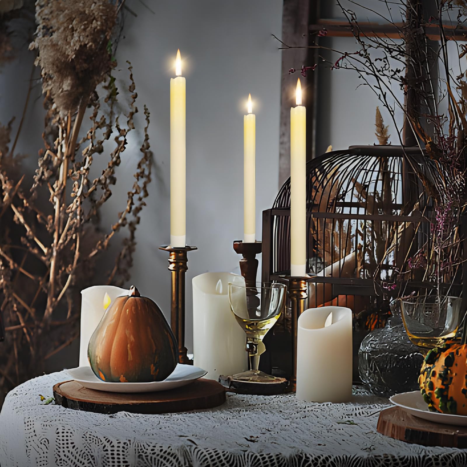 Flameless LED Candles with Remote - 6 Pack Battery Operated Taper Candles with Realistic Flickering Flame, Timer & Dimmer - Ivory Fake Candle Sticks for Wedding, Christmas, Home Decor & Party Lighting