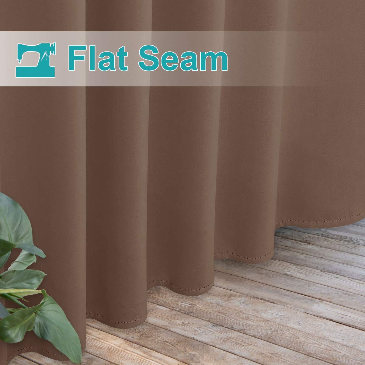 NICETOWN Waterproof Outdoor Porch Curtains - Blackout Self-Stick Tab Top Patio Divider, 1 Pack (52x84 Inches, Tan) - Perfect for Pergolas, Patios & Backyard Privacy Protection