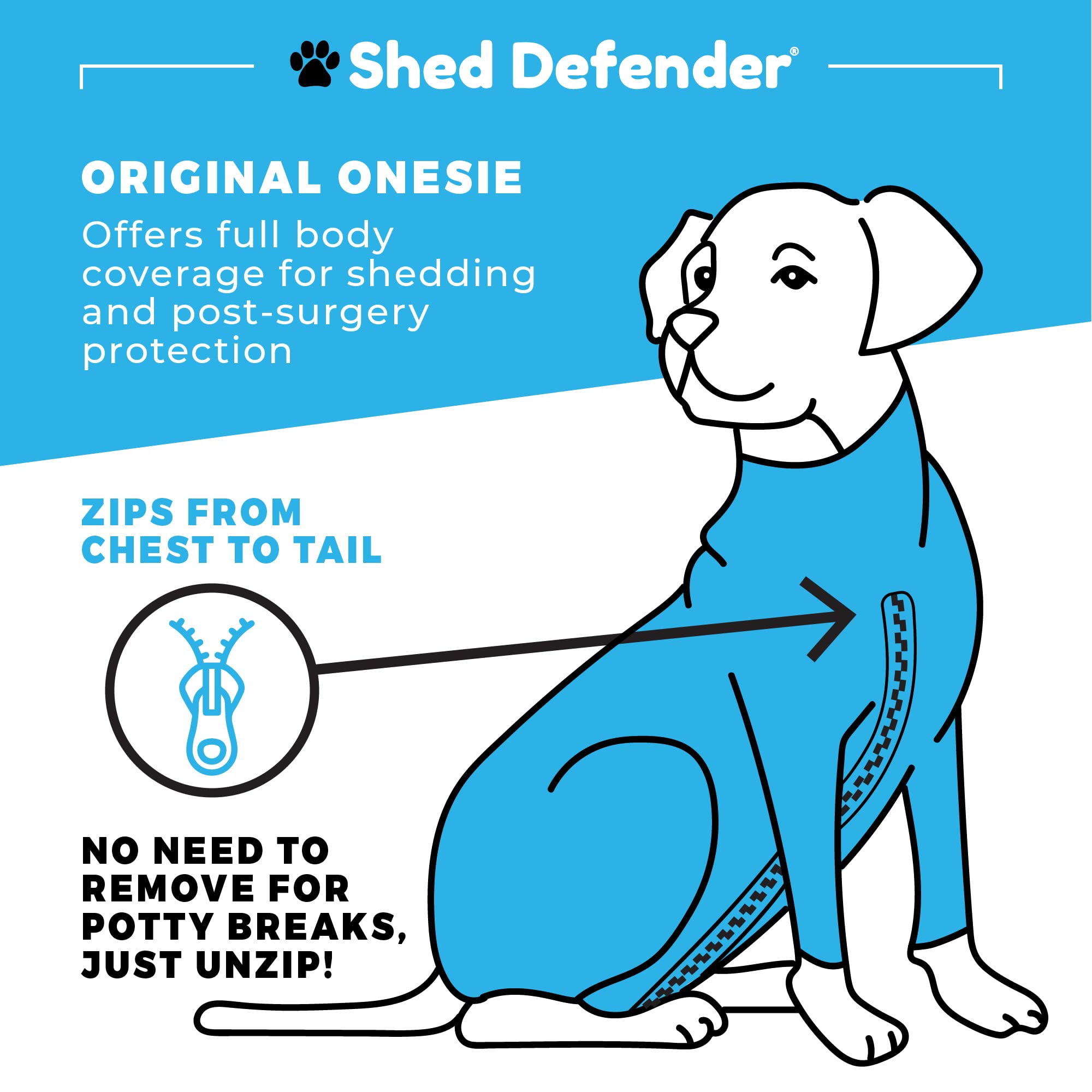 **Shed Defender Original Dog Onesie - Anti-Shedding Dog Shirt, Post-Surgery Recovery Suit & Anxiety Calming Vest | Vet Approved, USA Designed | Seen on Shark Tank | Perfect for Hot Spot & Allergy Relief, Post-Op Care & Stress Reduction**