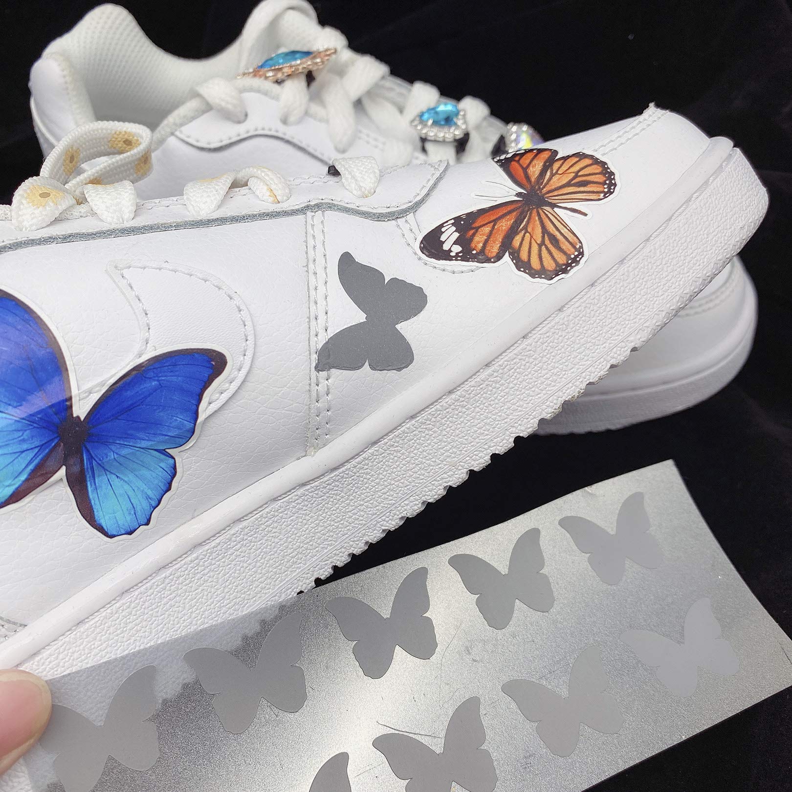 DIY Butterfly Decal Patches for Custom Nike Air Force 1 & Vans - 6-Piece Orange Sticker Kit for Hand-Painted Sneaker Design | Perfect for Shoe Customization, Fashion Accessories & Unique Gift Ideas