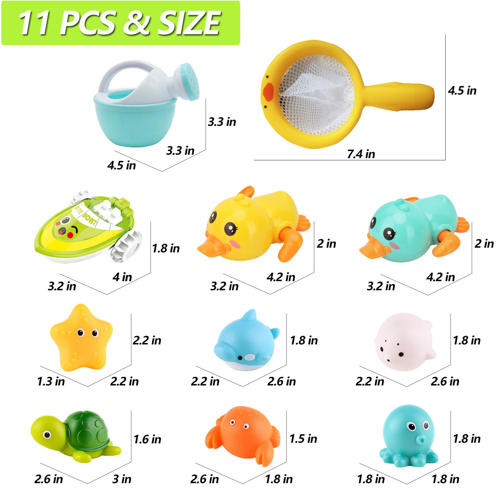 **Best Baby Bath Toys for 0-12 Months – Safe No-Hole Ocean Animal Toys for Toddlers 1-3 Years | Wind-Up Ducks, Floating Boats, Fishing Net & Watering Can – Fun Pool & Bathtime Play for Kids**