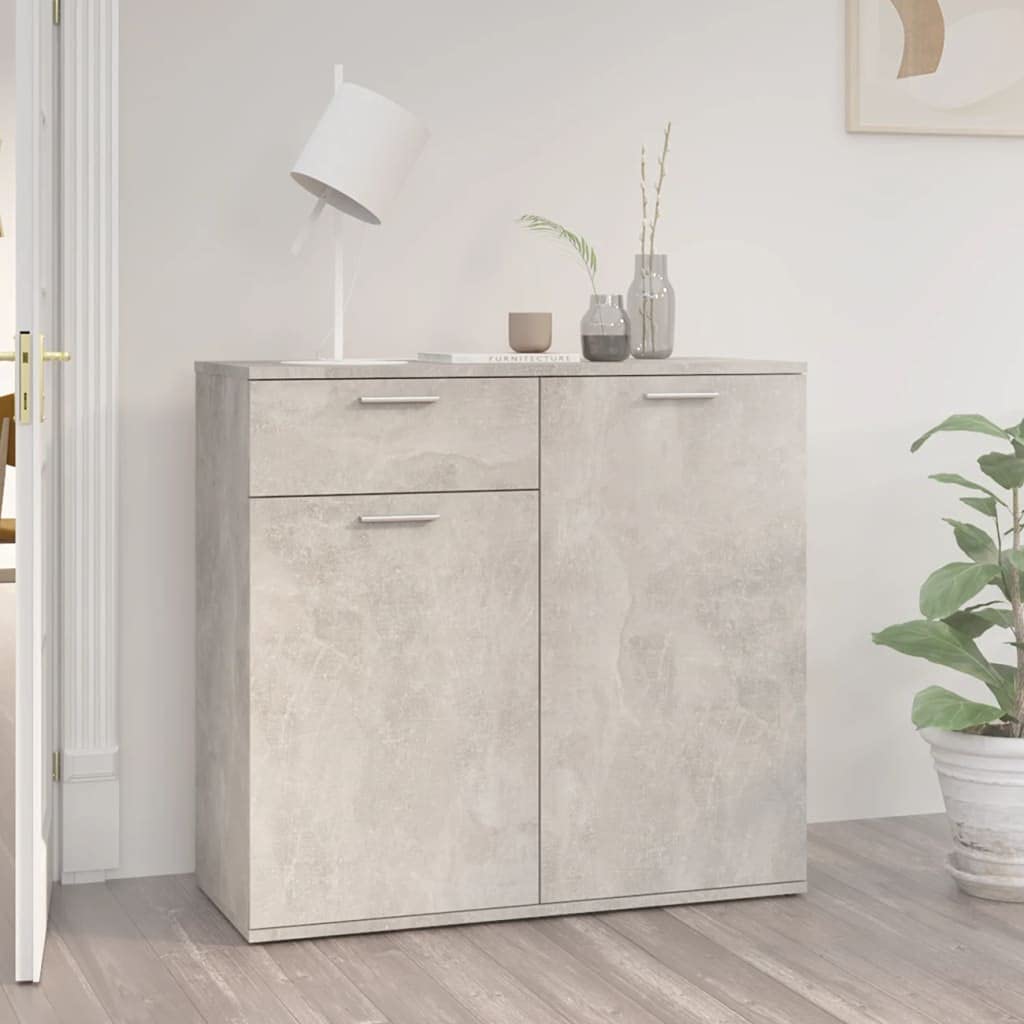Solid Wood Buffet Sideboard Console Table with 2 Doors & 1 Drawer - Kitchen Storage Cabinet, Entryway Organizer, Dining Room Furniture - Perfect for Small Space Living Room & Home Office Storage (Concrete Gray)