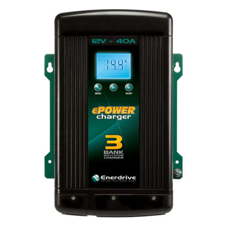 Enerdrive ePower 12V 40Amp Smart Battery Charger for Marine, RV, and Off-Grid Power Systems - Fast Charging & Maintenance Mode