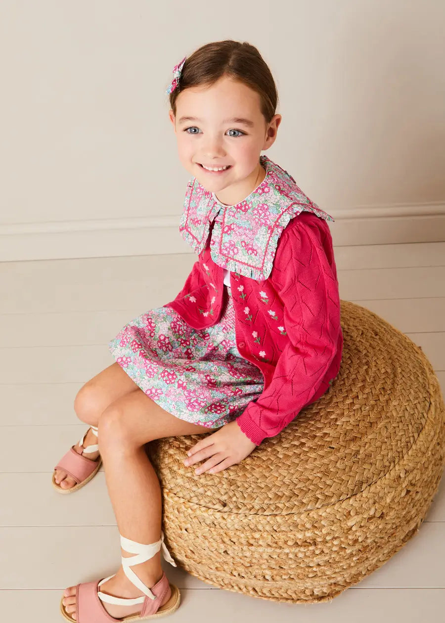 Viola Floral Smocked Waistband Pink Skirt for Girls 3-10 Years | Perfect for Spring Outfits, Birthday Parties & Photo Shoots