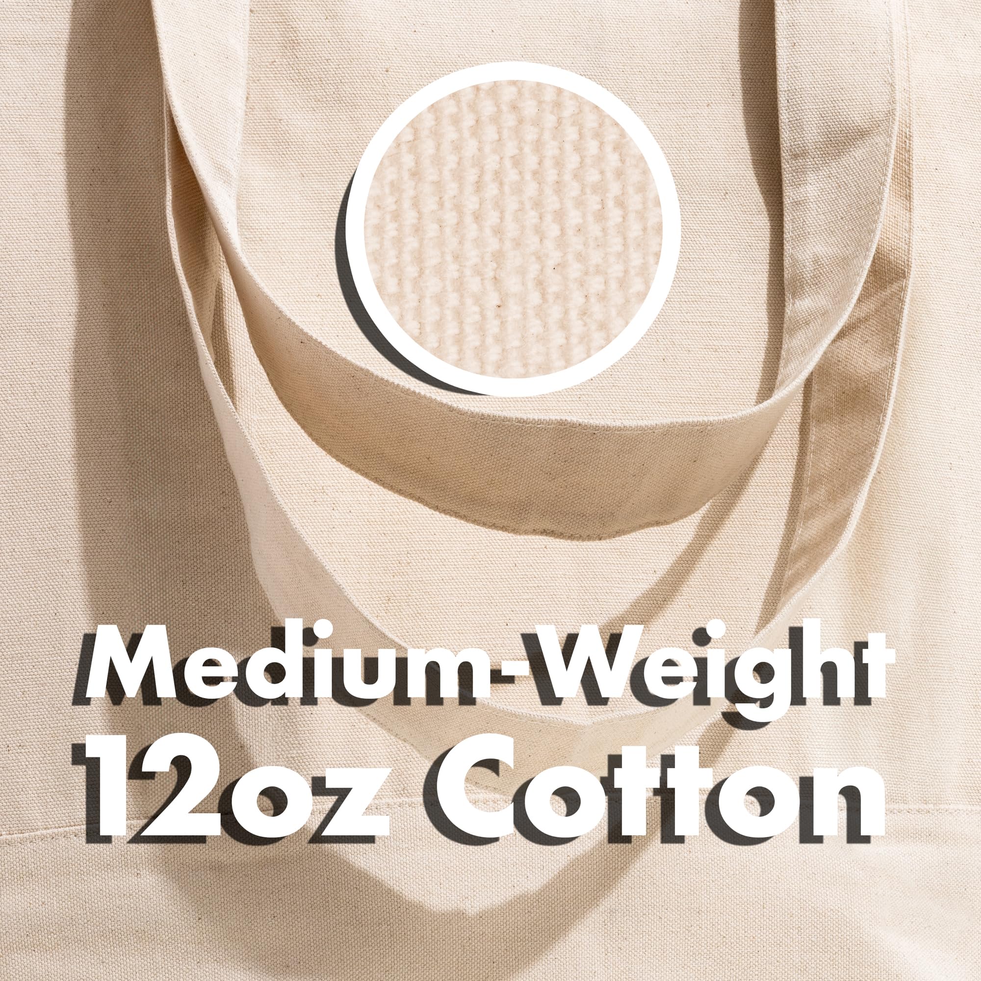 Eco-Friendly Organic Cotton Canvas Tote Bags Bulk - Reusable Shopping Bags for Groceries, Beach & Farmers Market (Not Made in China) | Carrywell