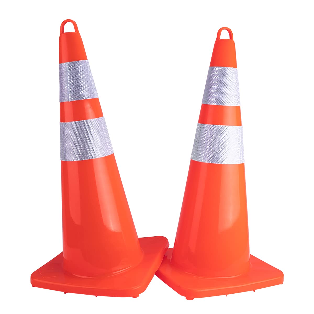 12 Pack 28 Inch Heavy Duty PVC Traffic Cones - Orange Safety Road Cones with Weighted Base & Handheld Ring for Construction, Parking, Hazard Zones & Event Management
