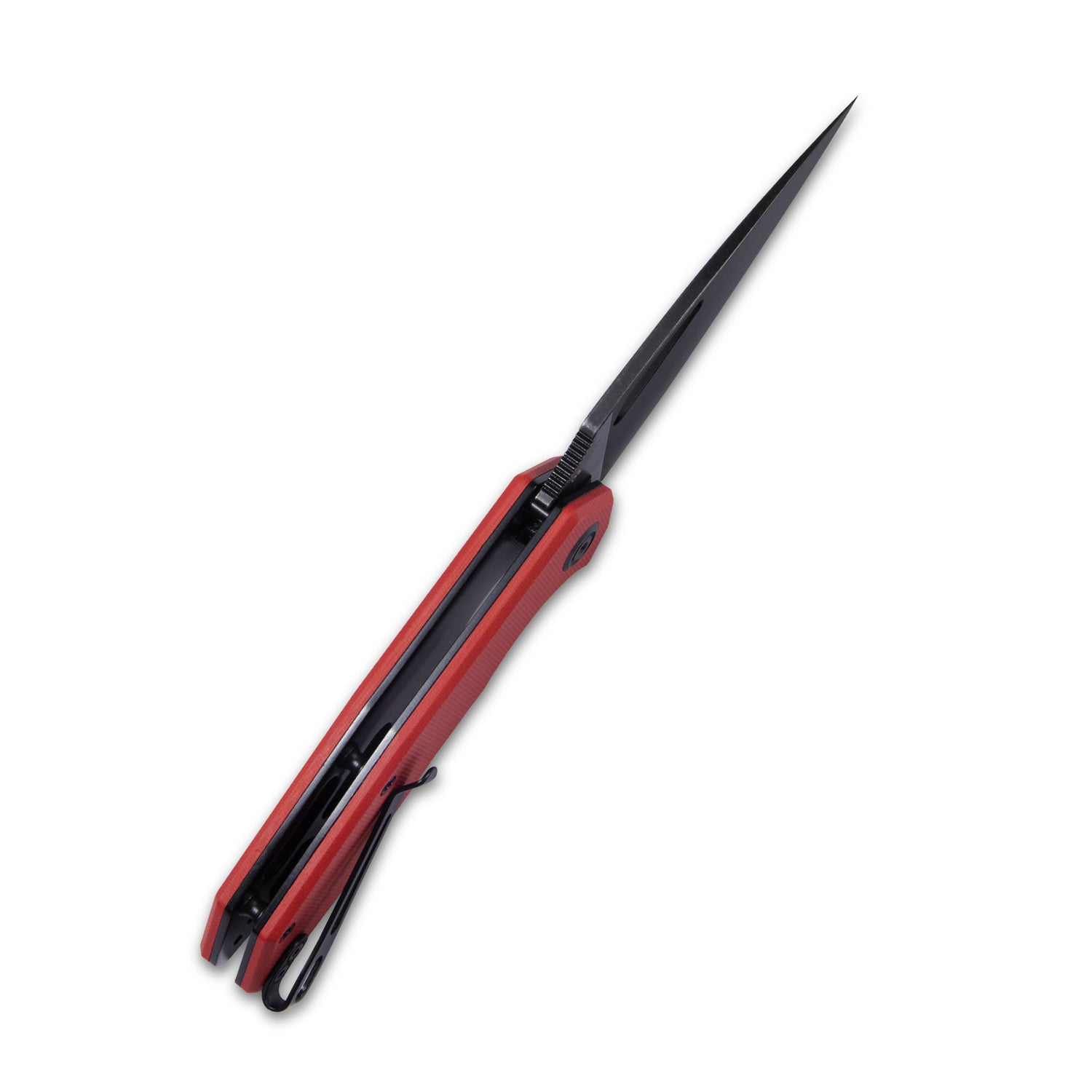 Coeus Liner Lock Thumb Open Folding Pocket Knife - Red G10 Handle, 3.11