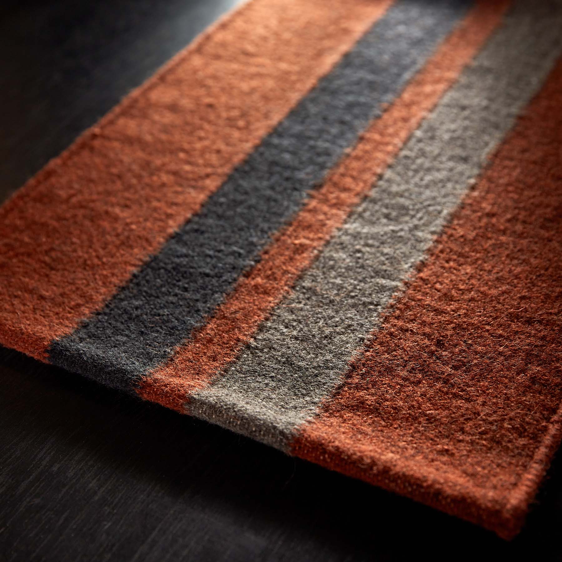 Premium Wool Double Stripe Placemat Set - Ochre, Black Marle & Flint Colors - Elegant Dining Table Protection for Everyday Meals & Dinner Parties
