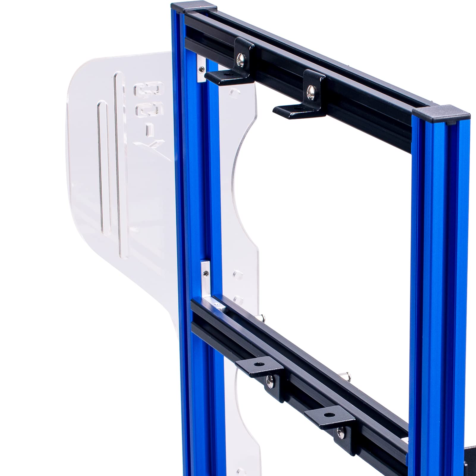 PUSOKEI DIY Open Frame Computer Case Bracket - Vertical Aluminum Stand for ATX/MATX/ITX Motherboards - Full Naked Heat Dissipation (Blue) - Perfect for Custom PC Builds, Gaming Rigs & Tech Showcases