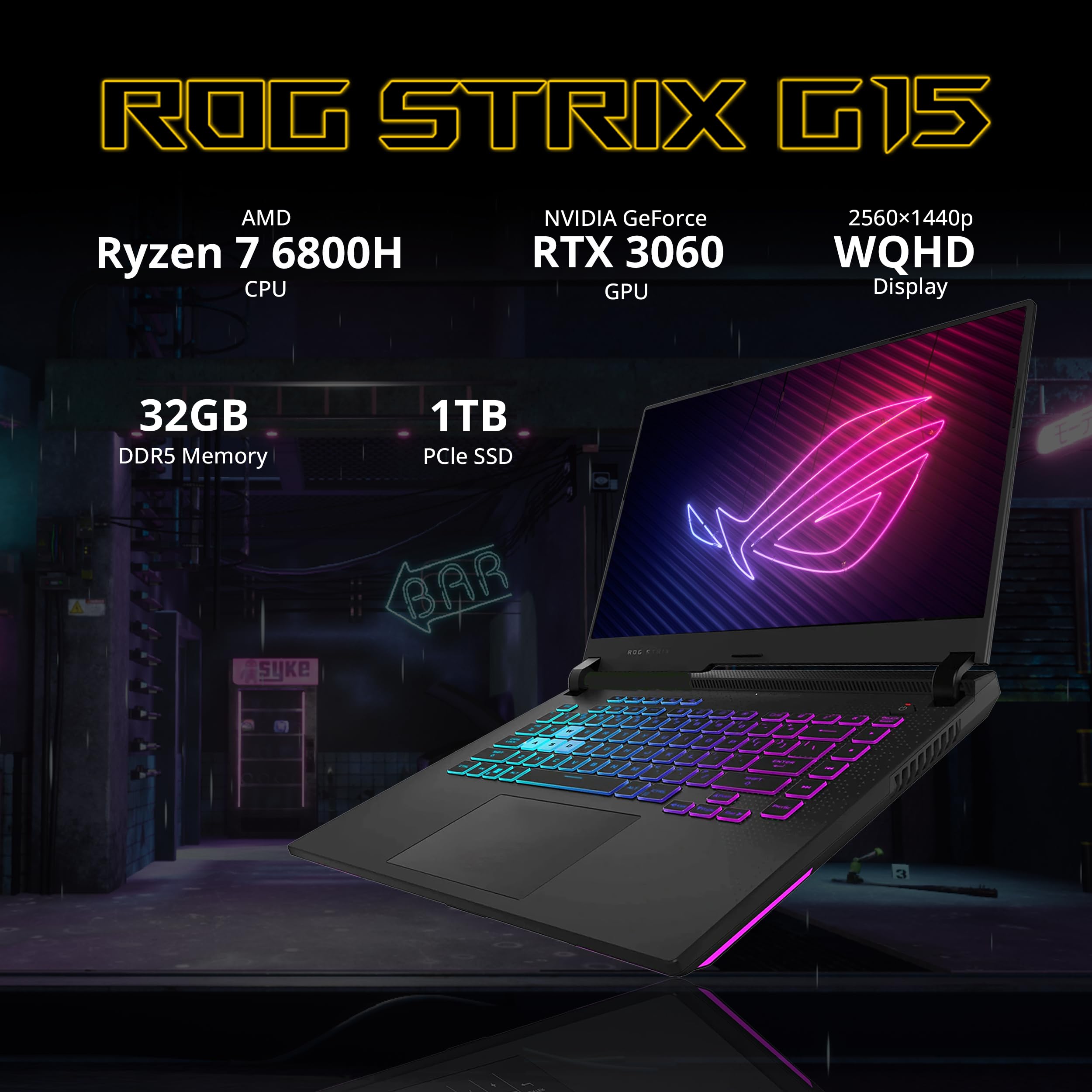 Asus ROG Strix G15 Gaming Laptop - Ryzen 7, RTX 3060, 144Hz for Esports & Streaming