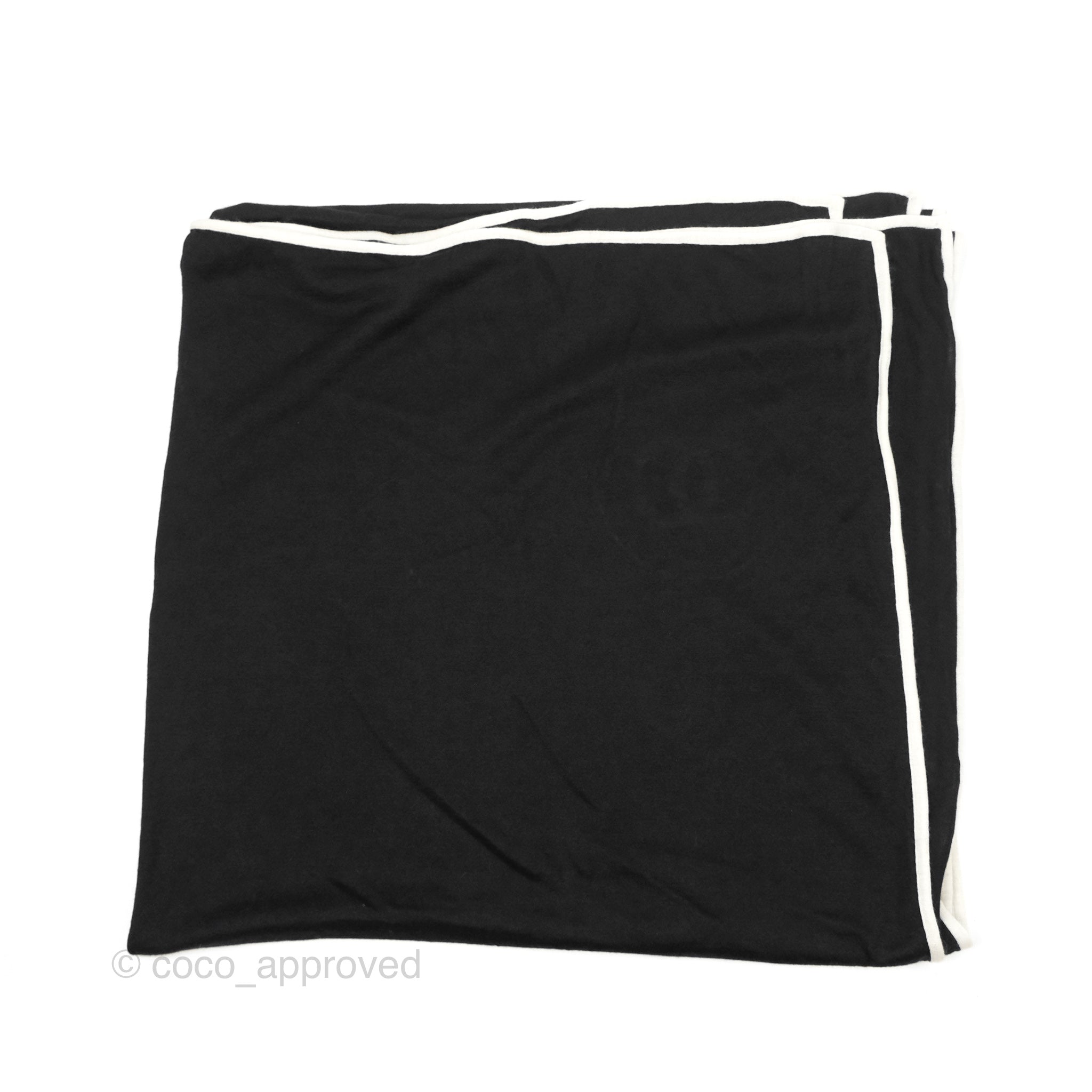 Chanel CC Logo Black & White Cashmere Silk Scarf - Luxury Fashion Accessory for Women, Perfect for Gifts, Parties & Winter Outfits
