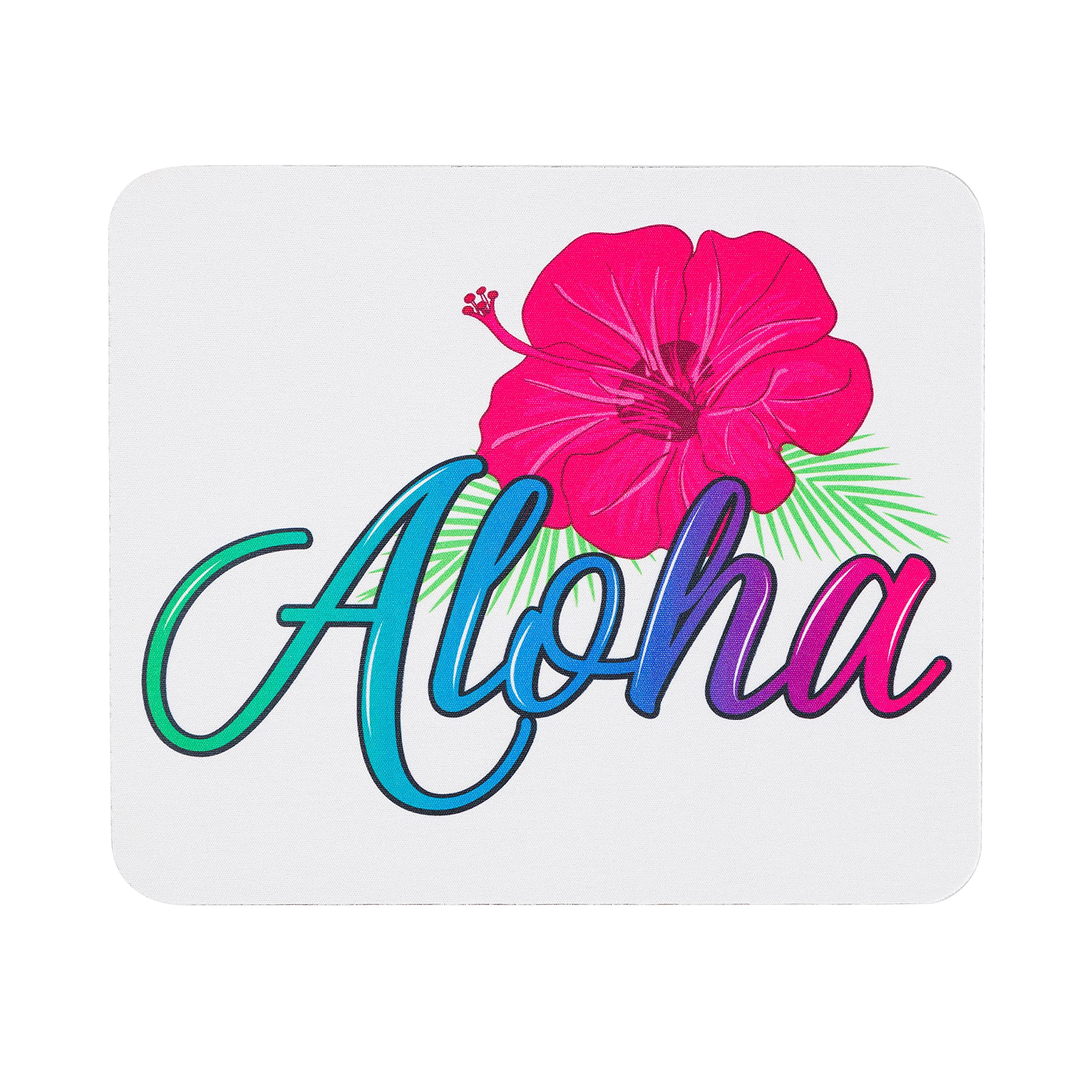 Aloha Tropical Flower Print Mouse Pad - Non-Slip Office Desk Mat with Hibiscus Design for Computer & Laptop - Perfect for Home, Office, Gaming & Hawaii-Themed Decor