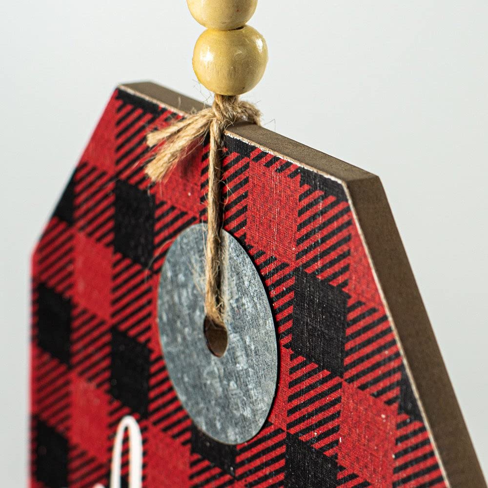 Merry & Bright Plaid Christmas Sign - 12