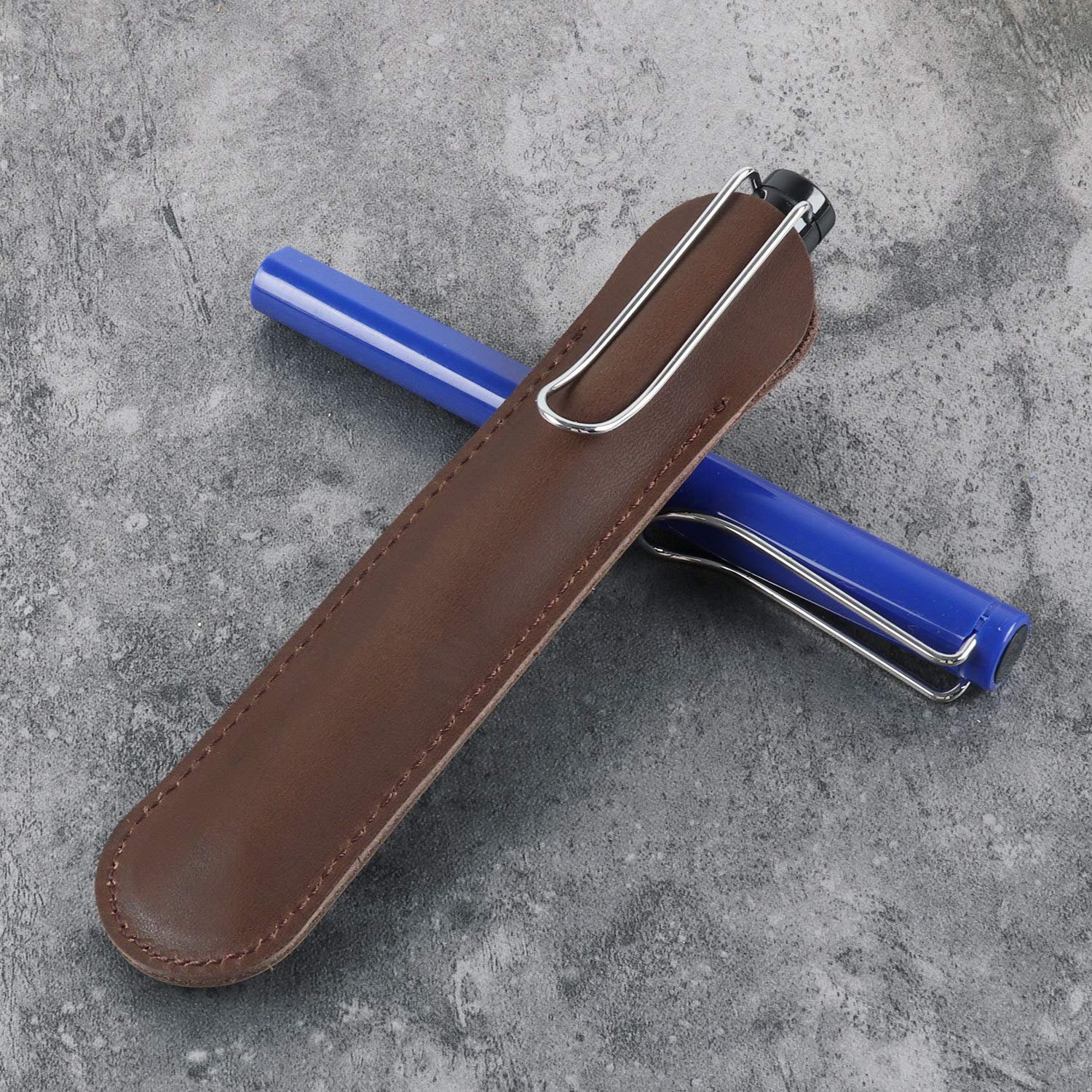 Leather Pen Case for Fountain Pens - Compact Protective Sleeve (15cm) for Office & Travel