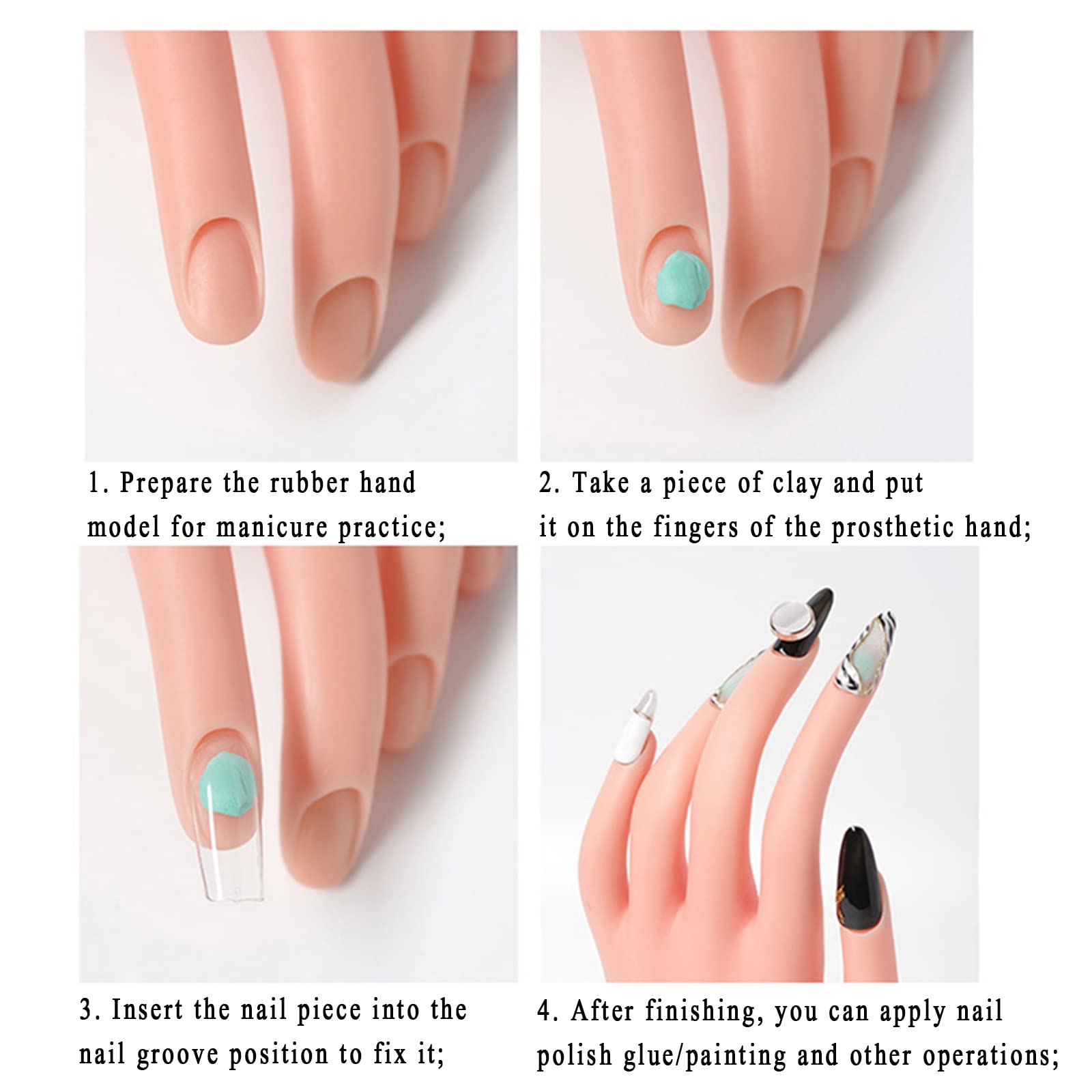 Flexible Bendable PVC Nail Practice Mannequin Hands - 2pcs Left Hand Female Mannequins for Acrylic Nail Training, Nail Art Practice & Salon Display | Perfect for Nail Technicians, Students & Home Use