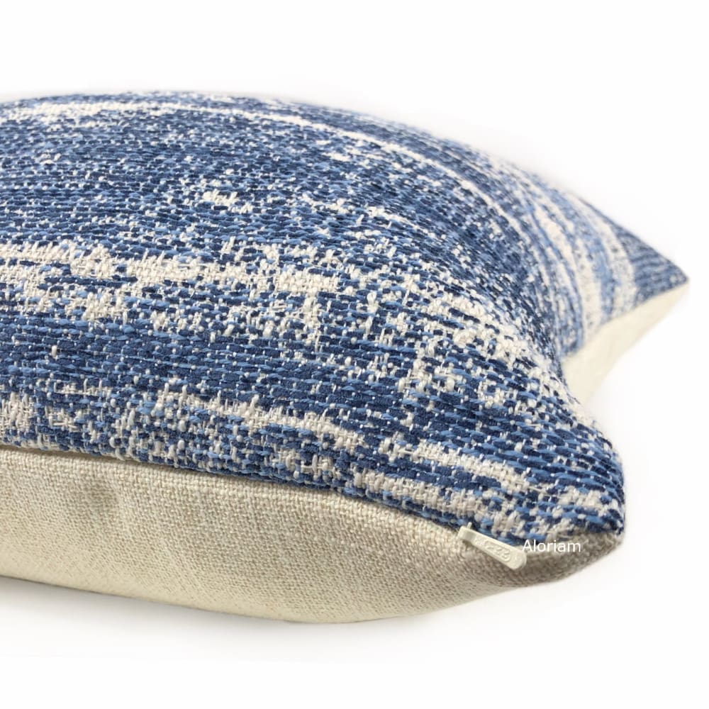 Newport Blue Cream Abstract Texture Pillow Cover - Soft Decorative Throw Pillow Case for Sofa, Bed, Couch - Home Decor & Living Room Accent