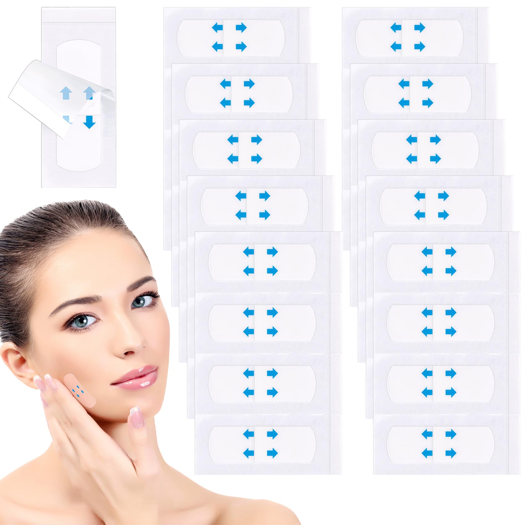 ANCIRS 40 Pcs Invisible Face Lift Tape - Instant Neck & Facelift Tape for Sagging Skin, Double Chin & Eye Wrinkles | Reusable Adhesive Tape for Instant Tightening, Special Occasions & Daily Beauty Routine
