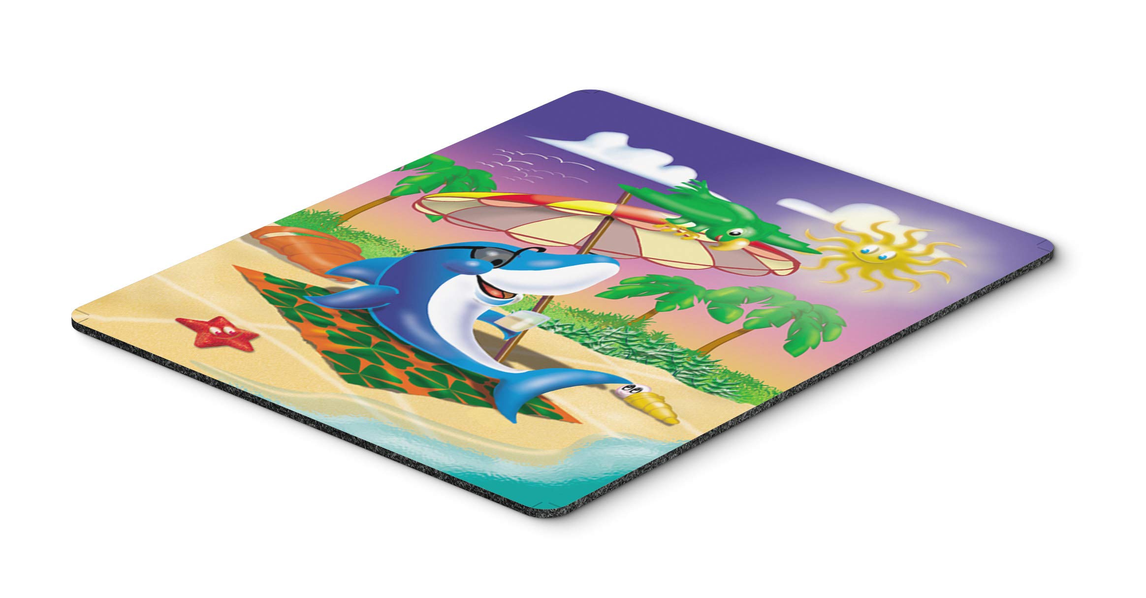 Dolphin Sunning on The Beach Mouse Pad - Large Non-Slip Desk Mat for Home Office, Gaming & Computer Work | Washable Hot Pad & Trivet | Coastal Decor for Workstations