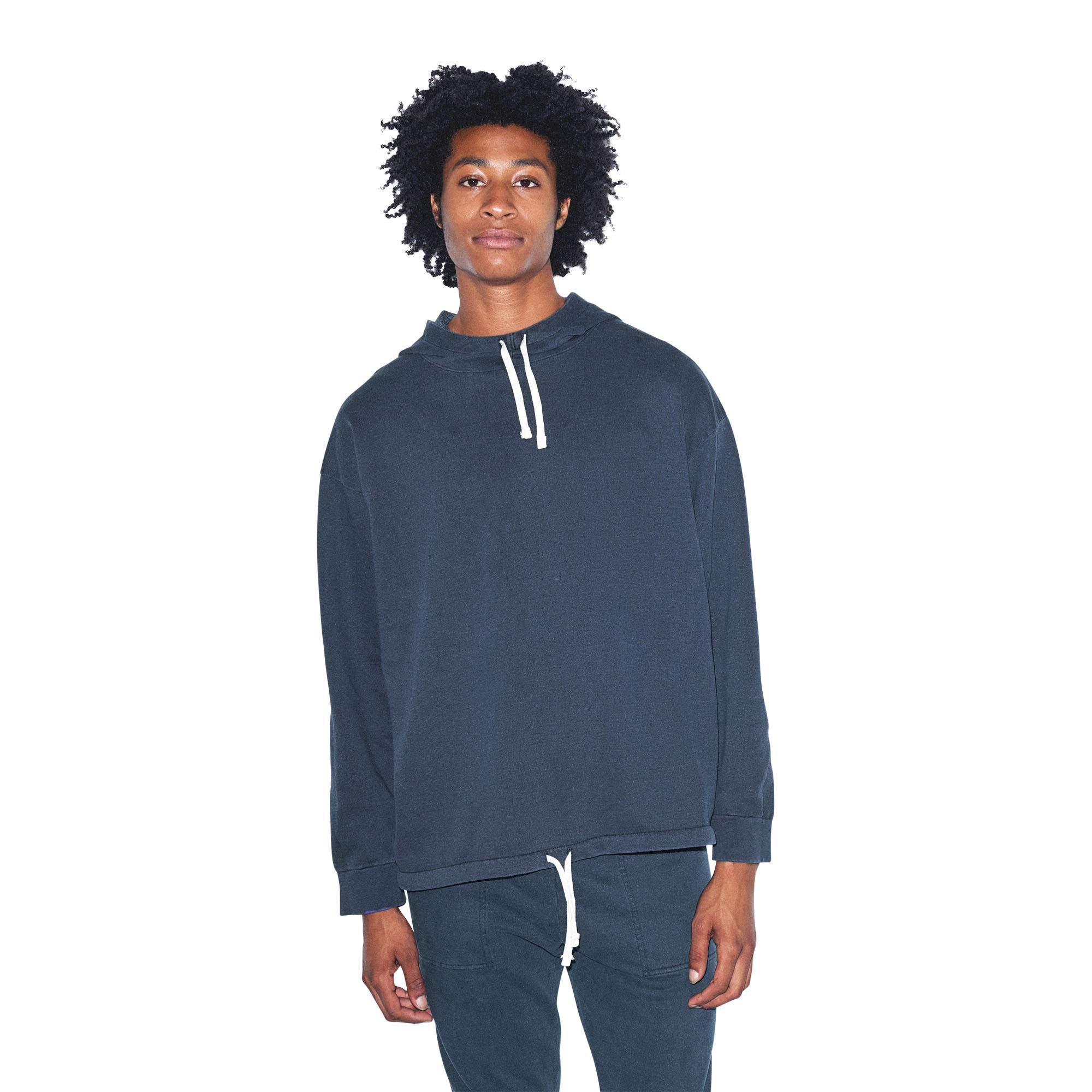 American Apparel Men's French Terry Long Sleeve Hoodie with Drawstring - Cozy Pullover Sweatshirt for Casual Wear, Gym & Outdoor Activities