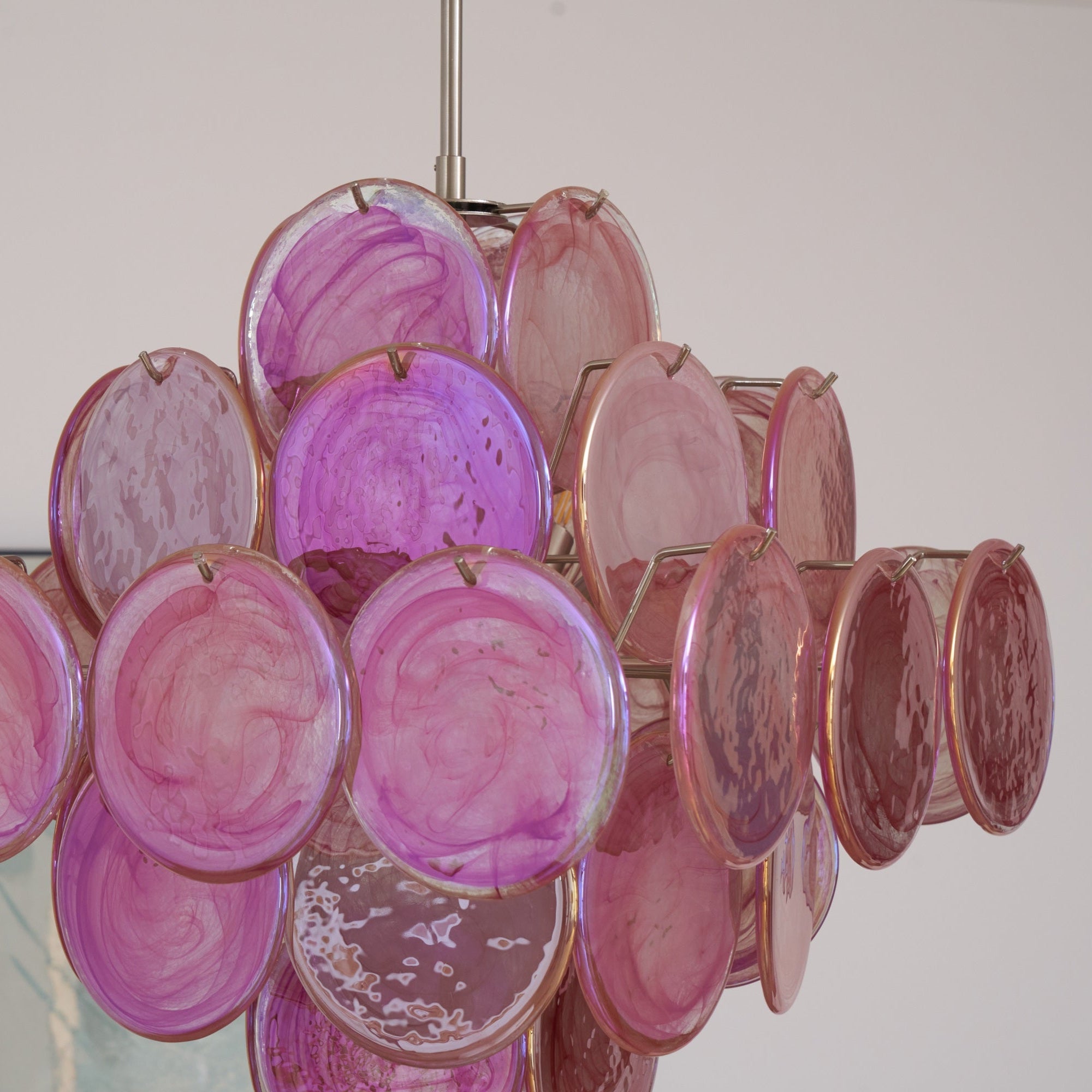 Elegant Aurelia Pink Murano Glass Chandelier - Handcrafted Italian Lighting Fixture for Dining Room, Bedroom & Luxury Home Decor