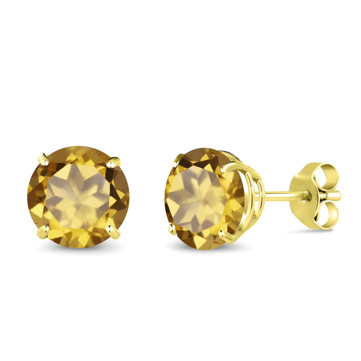 14K Yellow Gold 7MM Round Birthstone Stud Earrings for Women & Men | Gemstone Jewelry Gift for Birthday, Anniversary & Special Occasions | Gem Stone King