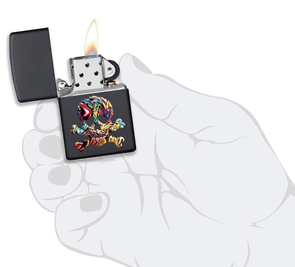 Zippo Textured Multi-Color Skull Design Windproof Pocket Lighter - Perfect for Camping, Hiking, Outdoor Adventures & Collectors