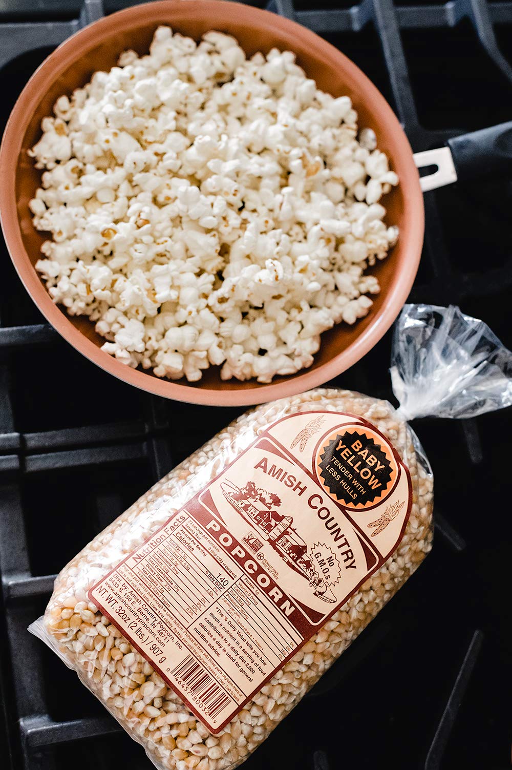 Amish Non-GMO Baby Yellow Popcorn Kernels - 2lb Bag for Healthy Snacking
