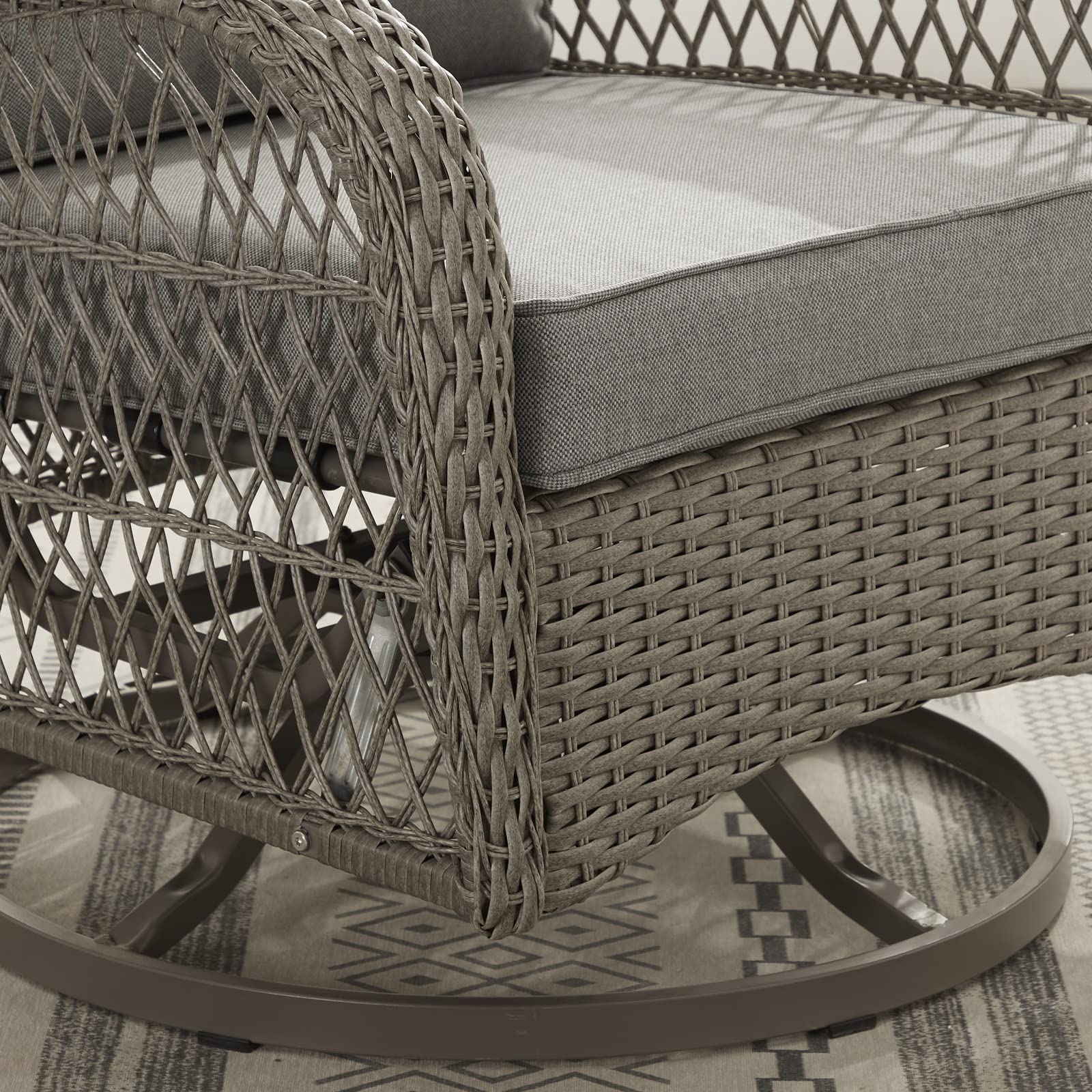 3-Piece Patio Furniture Set - Grey Rattan Outdoor Bistro Set with 2 Wicker Chairs & Table, 3.9