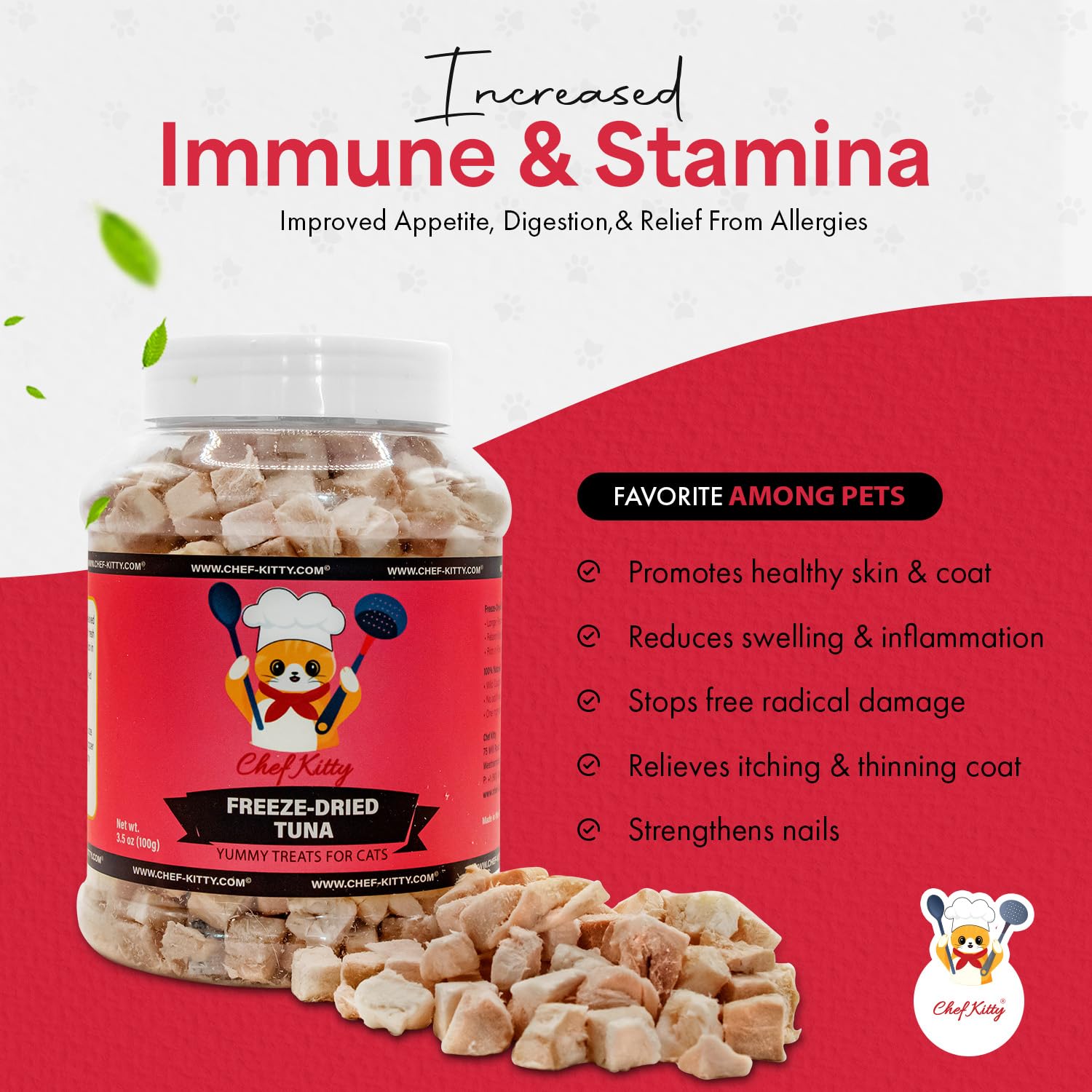 Premium Freeze Dried Tuna Treats for Cats & Dogs - 100% Wild Caught, Single-Ingredient, Grain-Free - Healthy Snack for Indoor Cats, Kittens & Dogs - USA Inspected & Tested - 3.5oz - Perfect for Training Rewards & Mealtime Toppers