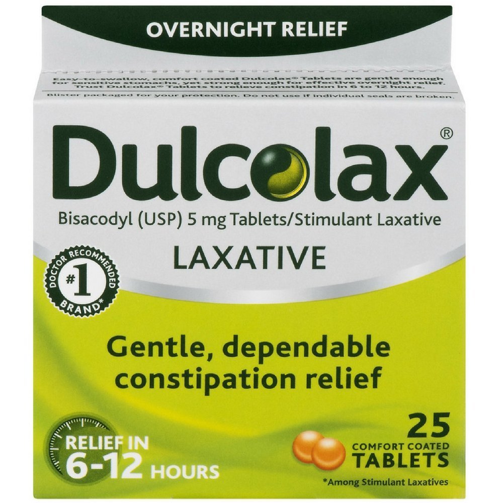 Dulcolax Laxative Tablets 25 Count (5 Pack) - Fast Constipation Relief for Adults, Gentle Overnight Solution - Perfect for Travel, Post-Surgery & Digestive Comfort