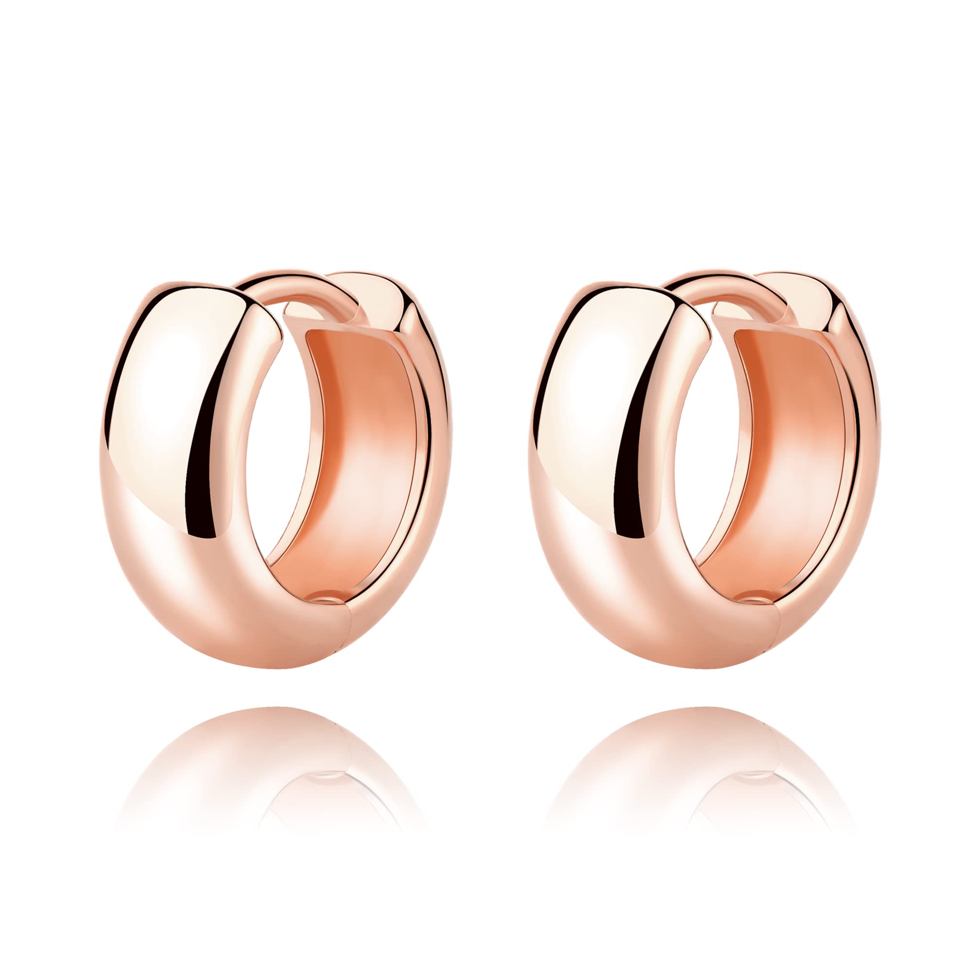 14K Gold Plated Small Huggie Hoop Earrings for Women - Hypoallergenic Chunky Mini Gold Hoops - Perfect Gift for Girls, Everyday Wear & Special Occasions