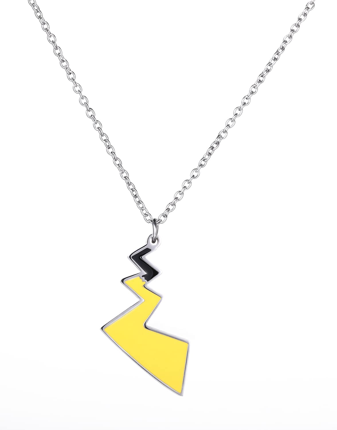 YIKOXI Pikachu Tail Necklace - Stainless Steel Pendant Cool Chain Jewelry for Boys, Girls, Men & Women - Cute Gold Lightning Keychain Gift for Anime Fans, Cosplay & Everyday Wear