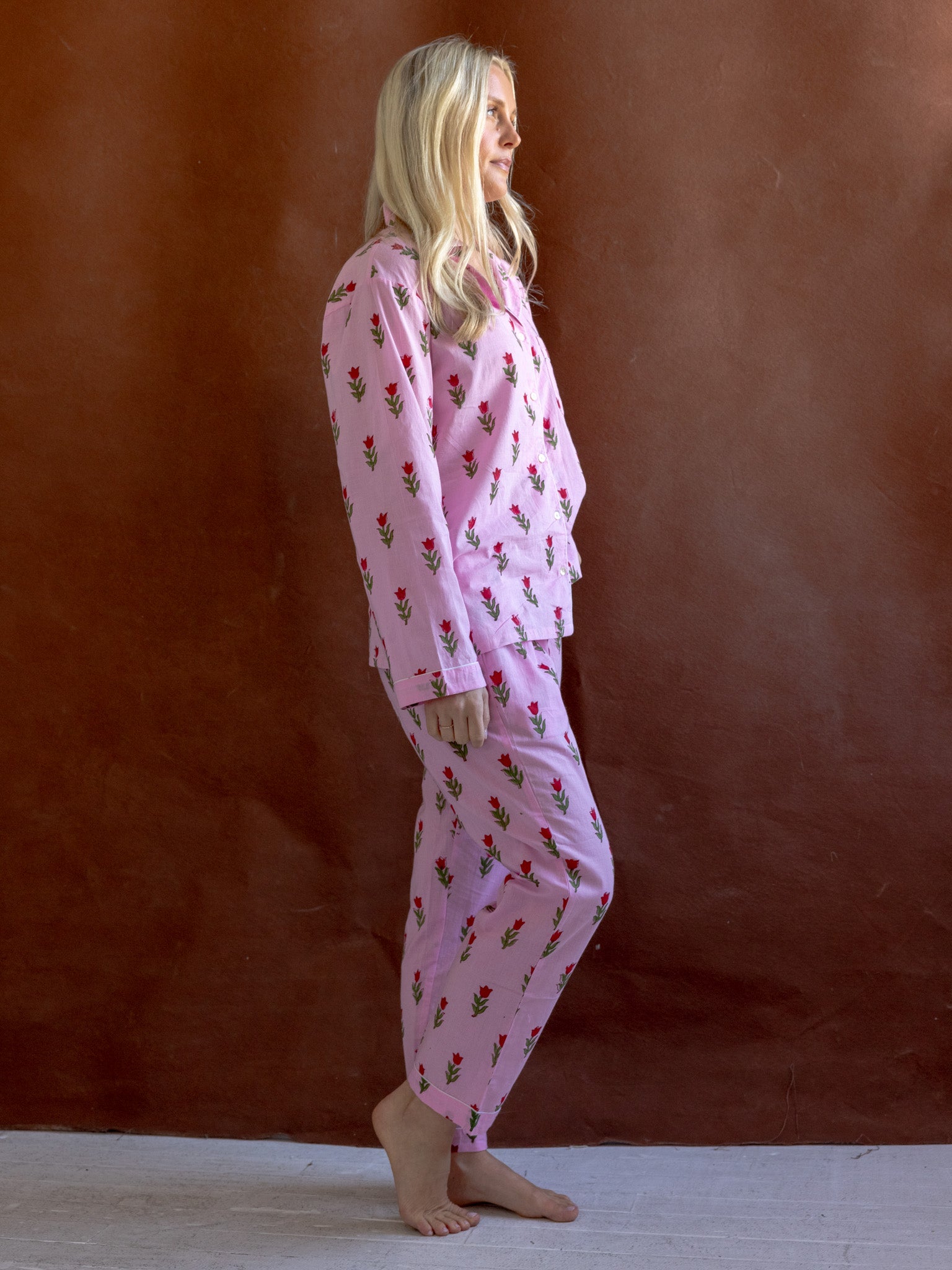 Frederic Women's Pink Silk Pajama Set - Soft Comfortable Sleepwear for Lounge & Nighttime Relaxation