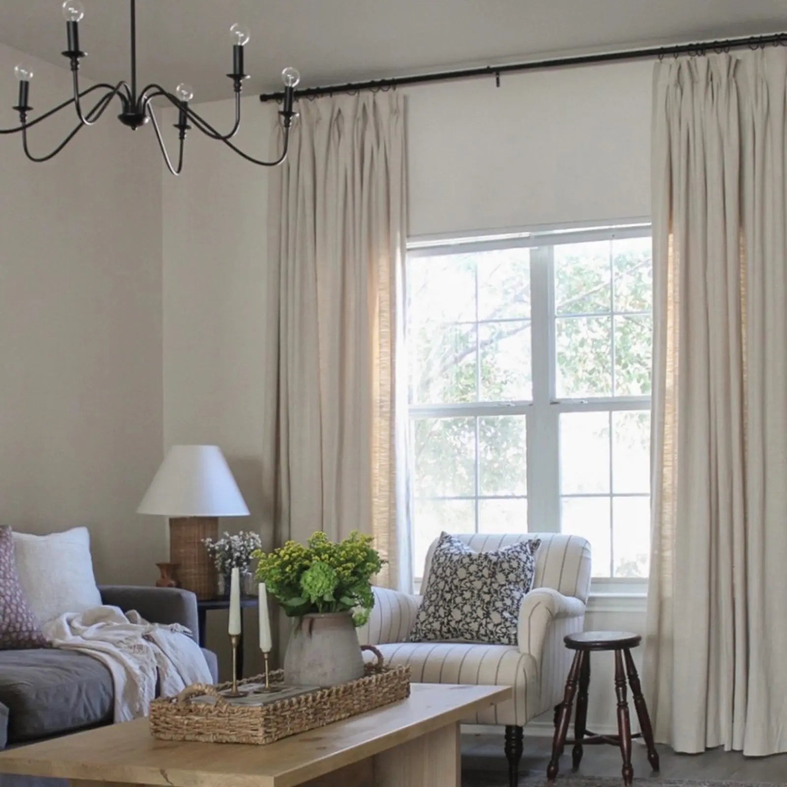 Premium Cotton Blend Pleated Curtains for Living Room & Bedroom - Elegant Drapery Panels with Thermal Insulation & Blackout - Perfect for Home Decor, Privacy & Light Control