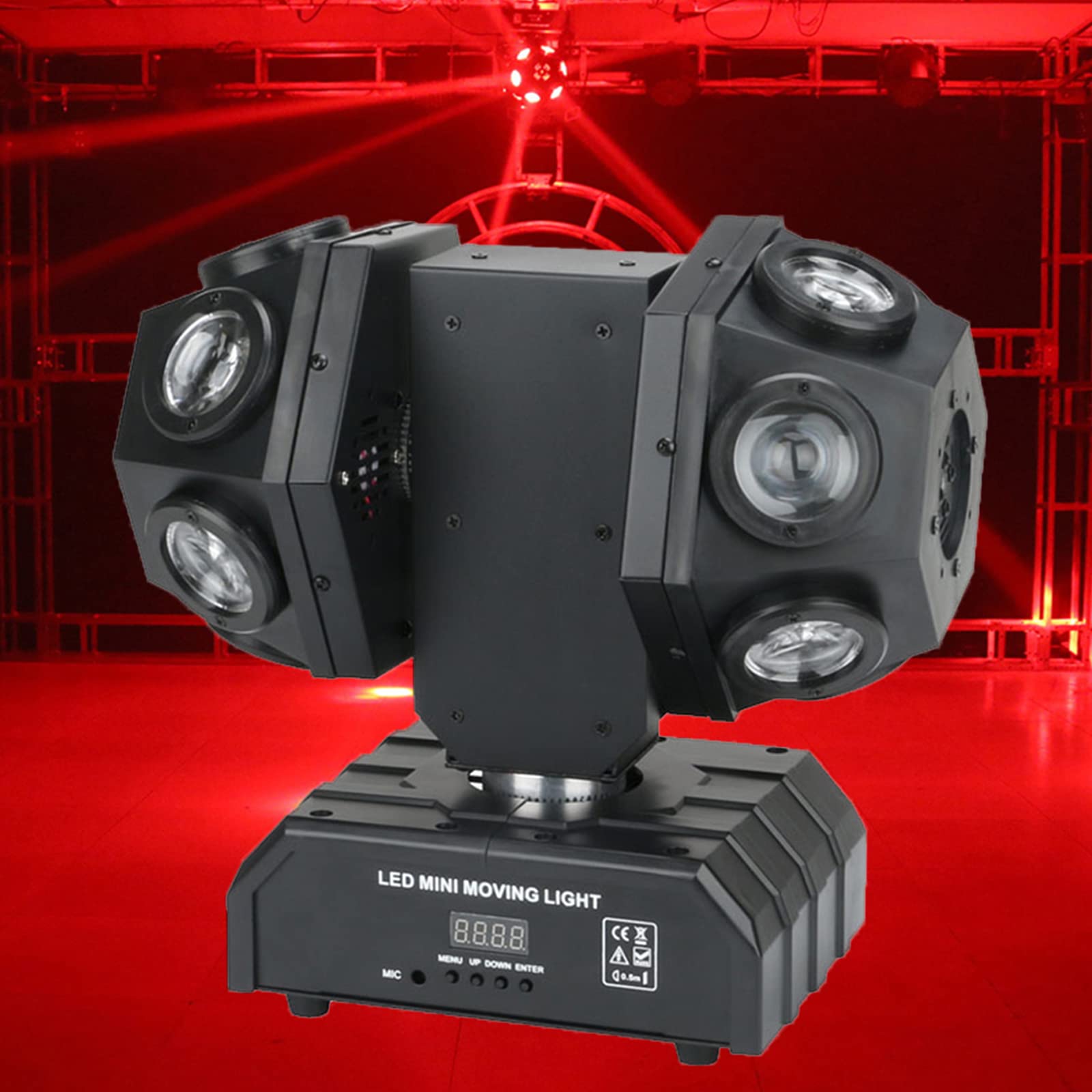12 LED Moving Head DJ Light - Rotating Beam Stage Lighting with Sound Activation & DMX512 Control - Perfect for DJ, KTV, Disco, Wedding, Festival & Club Events - Professional Uplighting & Pinspot Effects