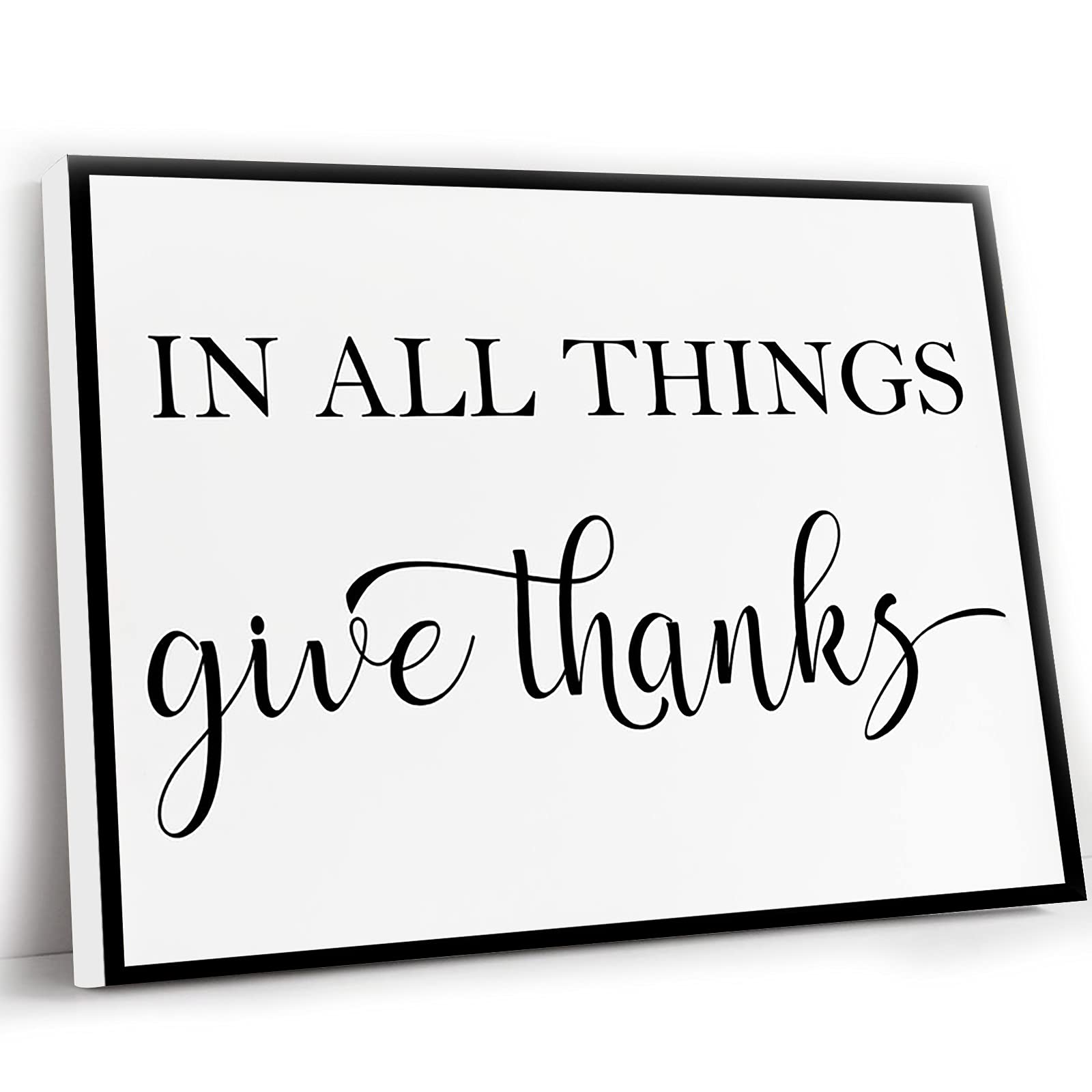Give Thanks Framed Wall Art - 8x12 Inch Rustic Farmhouse Decor for Office, Bedroom, Dining & Living Room - Inspirational Home Sign with 'In All Things Give Thanks' Quote - Perfect for Thanksgiving, Housewarming & Gifts