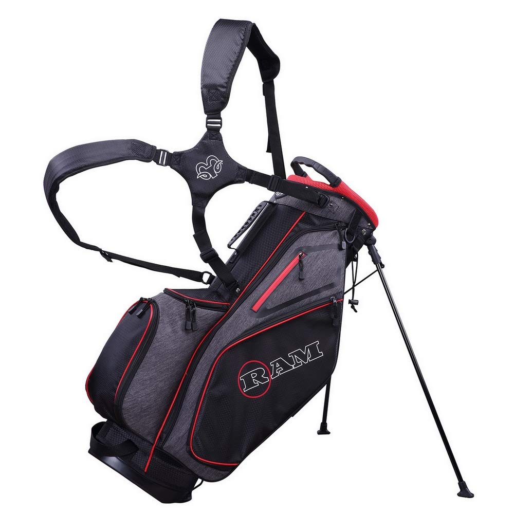 Ram Golf Premium Tour Stand/Carry Bag - Lightweight Golf Bag with 14-Way Divider & Dual Straps - Perfect for Golfers, Driving Range & Course Play