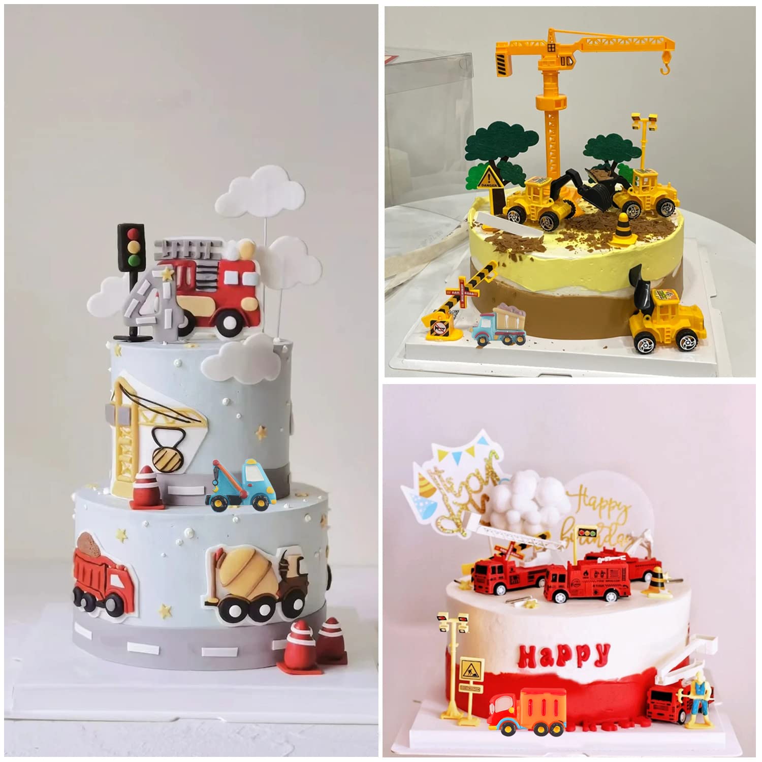 5-Piece Construction Truck Silicone Mold Set - Excavator, Bulldozer, Fire Truck, Crane & Dump Truck for Cake Decorating, Candy, Chocolate & Gum Paste - Perfect for Birthday Parties, Kids' Events & DIY Baking Projects