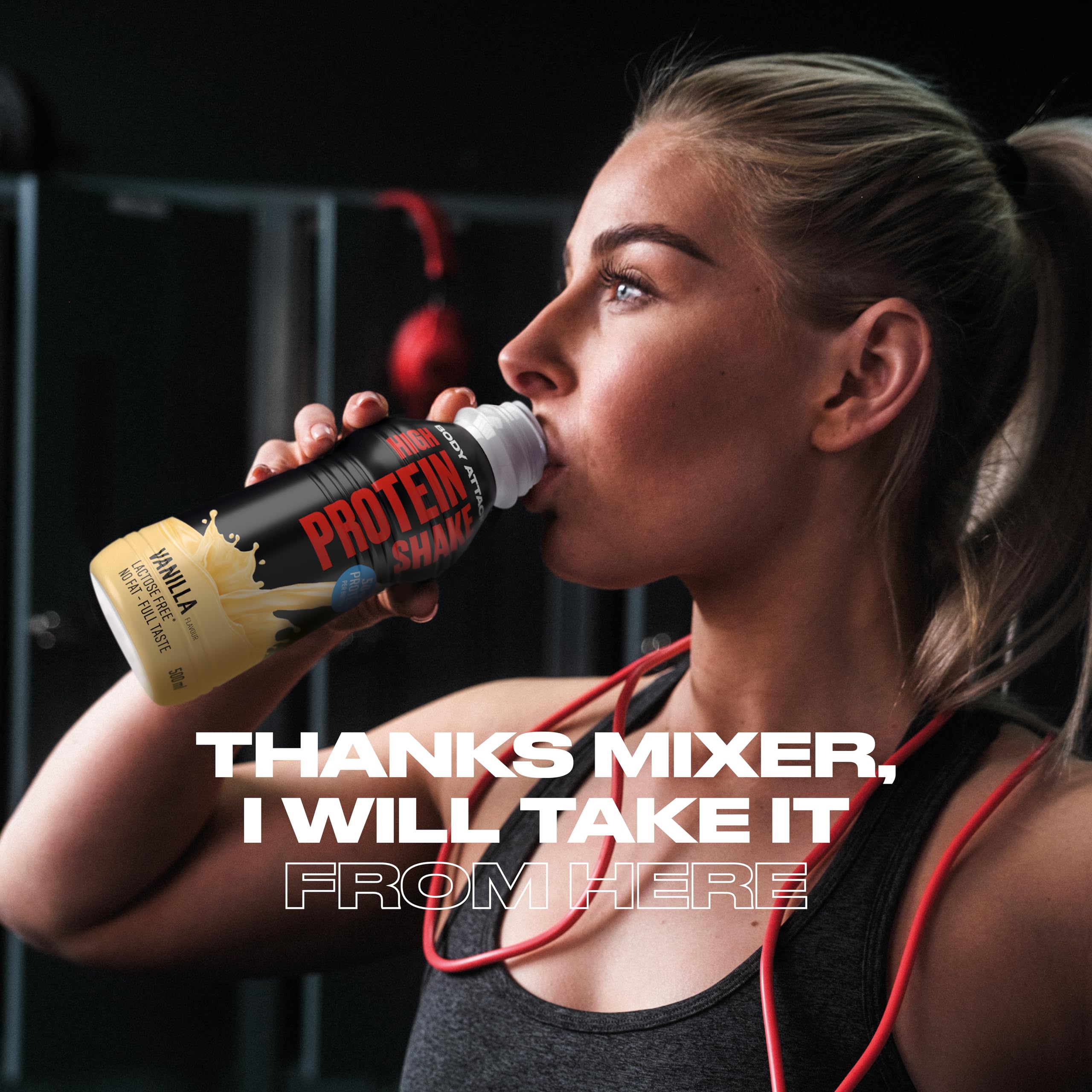 Body Attack Fitness Protein Shake - Ready-to-Drink Milk Protein Shake Bottle 500ml, Strawberry Flavor (12-Pack) | Post-Workout Recovery & Muscle Building Nutrition