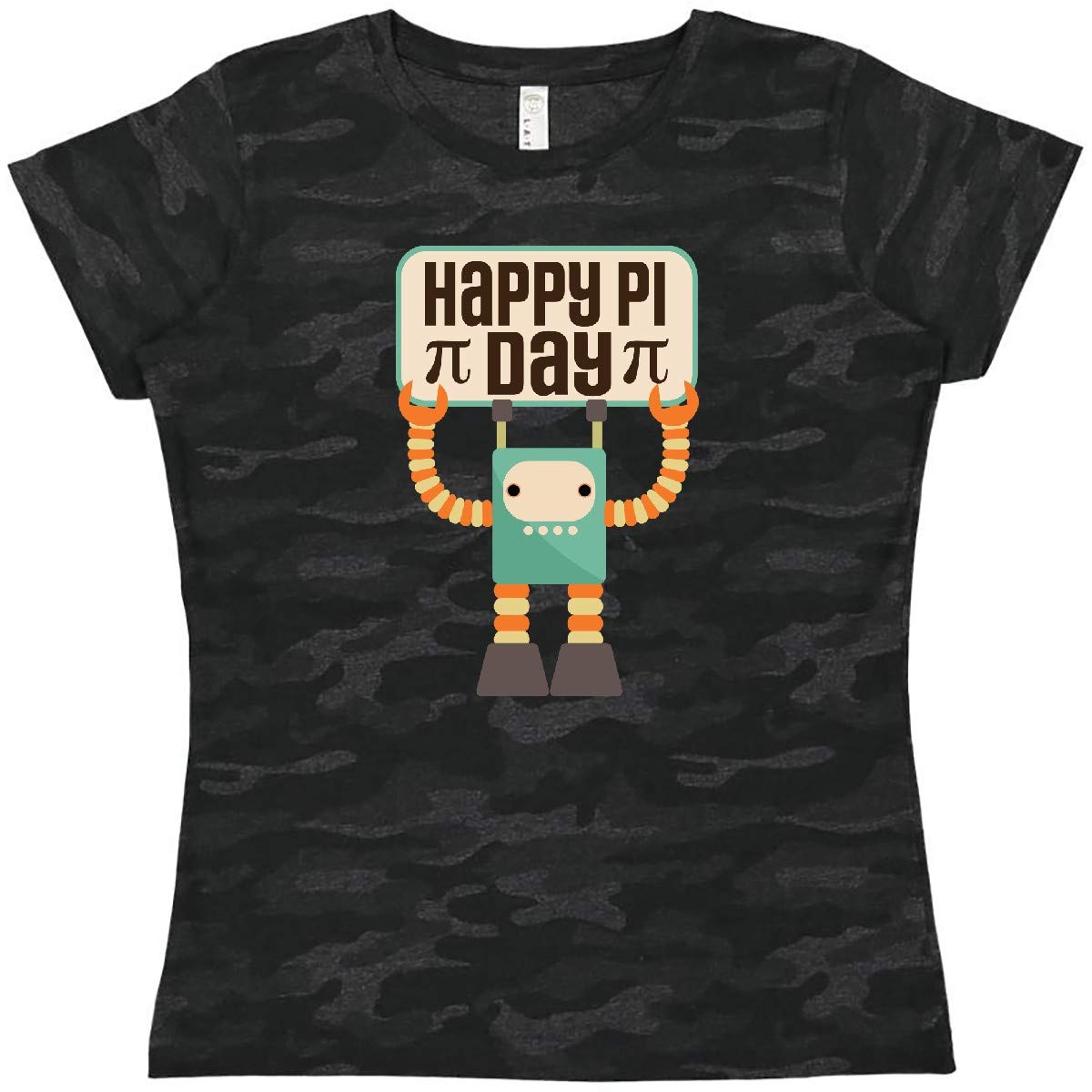 Inktastic Happy Pi Day Robot Math Class Women's T-Shirt | Funny Science Teacher Gift for Women | Perfect for Math Class, Pi Day Celebrations & STEM Events