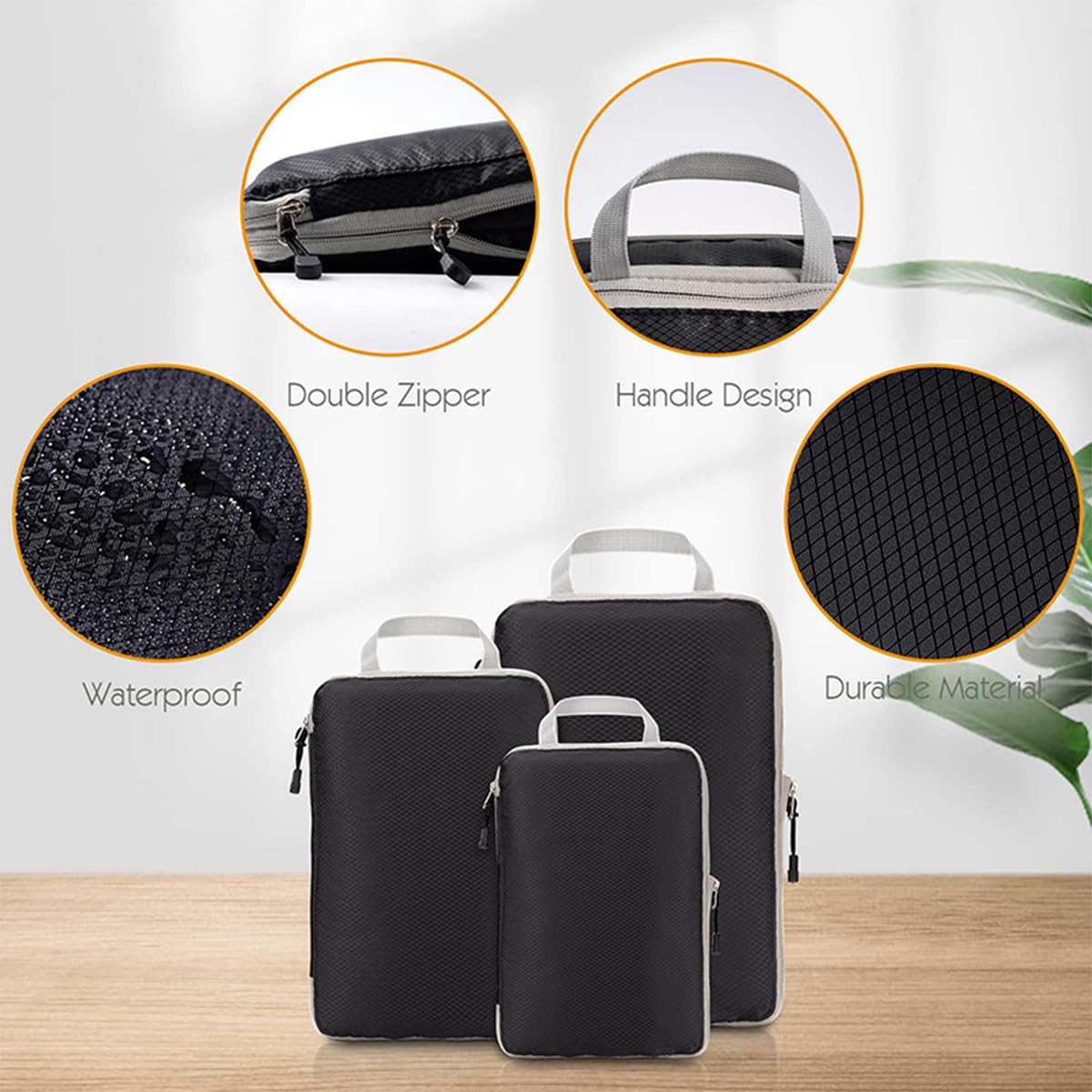 4-Piece Expandable Compression Packing Cubes Set - Travel Organizer for Luggage & Suitcases, Black | Perfect for Business Trips, Vacations & Weekend Getaways