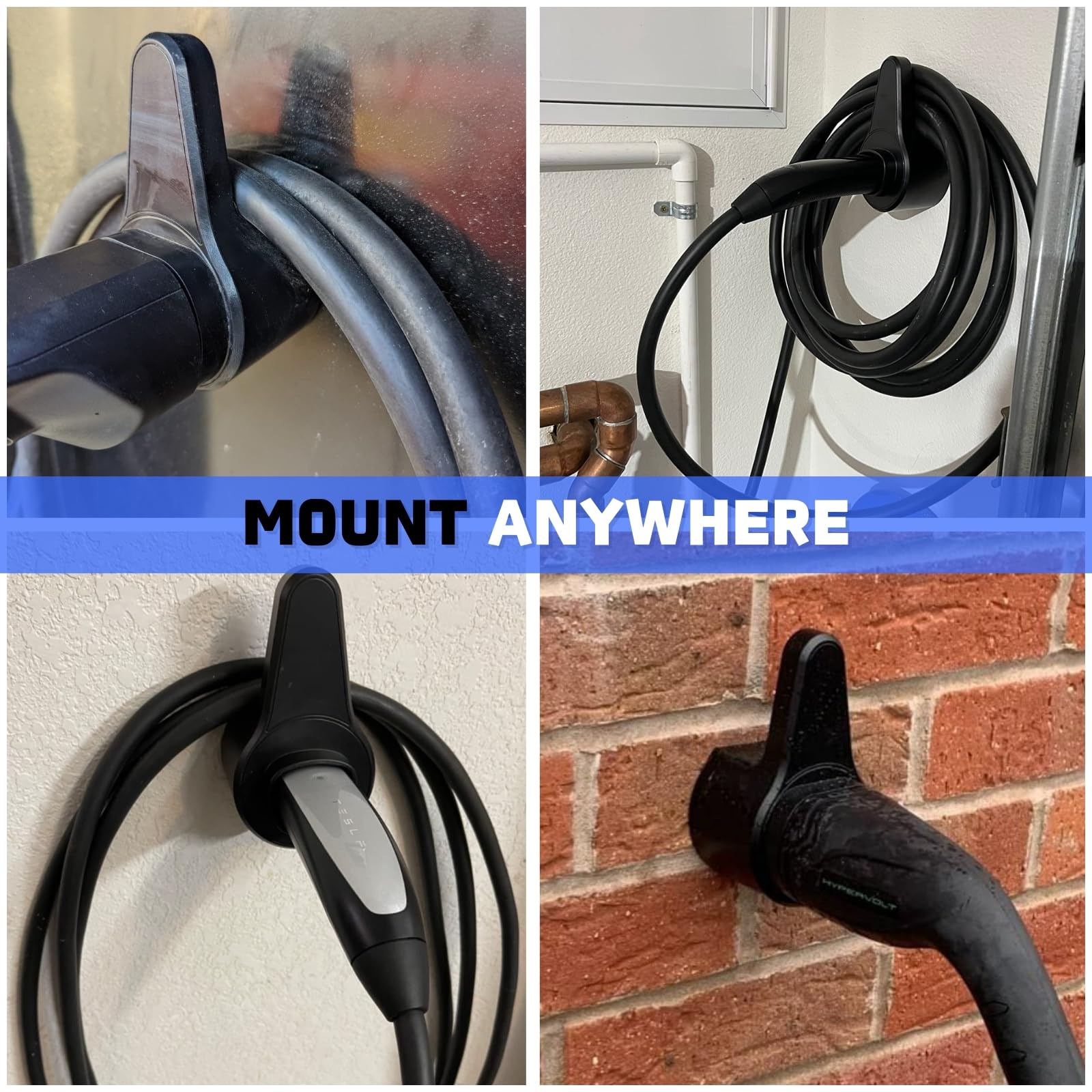 Tesla Model 3/Y/S/X Charging Cable Organizer Wall Mount - Cord Hanger & Plug Protector for Tesla Mobile Connector - Premium Tesla Accessories for Home & Garage Charging Station Organization