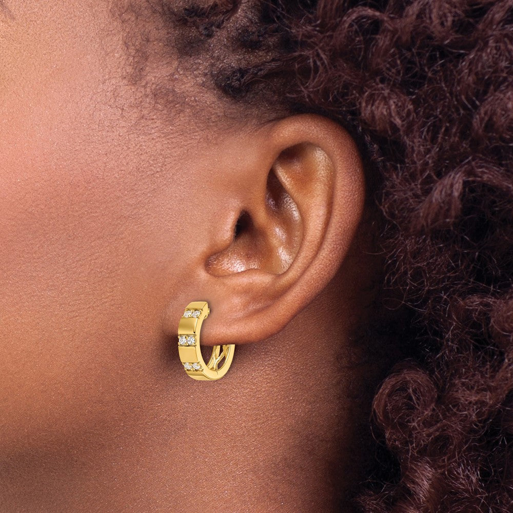 Lab Grown Diamond VS/SI FGH Hinged Hoop Earrings - 14K Gold - Model EM10221 030 YLG | Elegant Everyday Jewelry for Women, Perfect for Work, Parties & Special Occasions